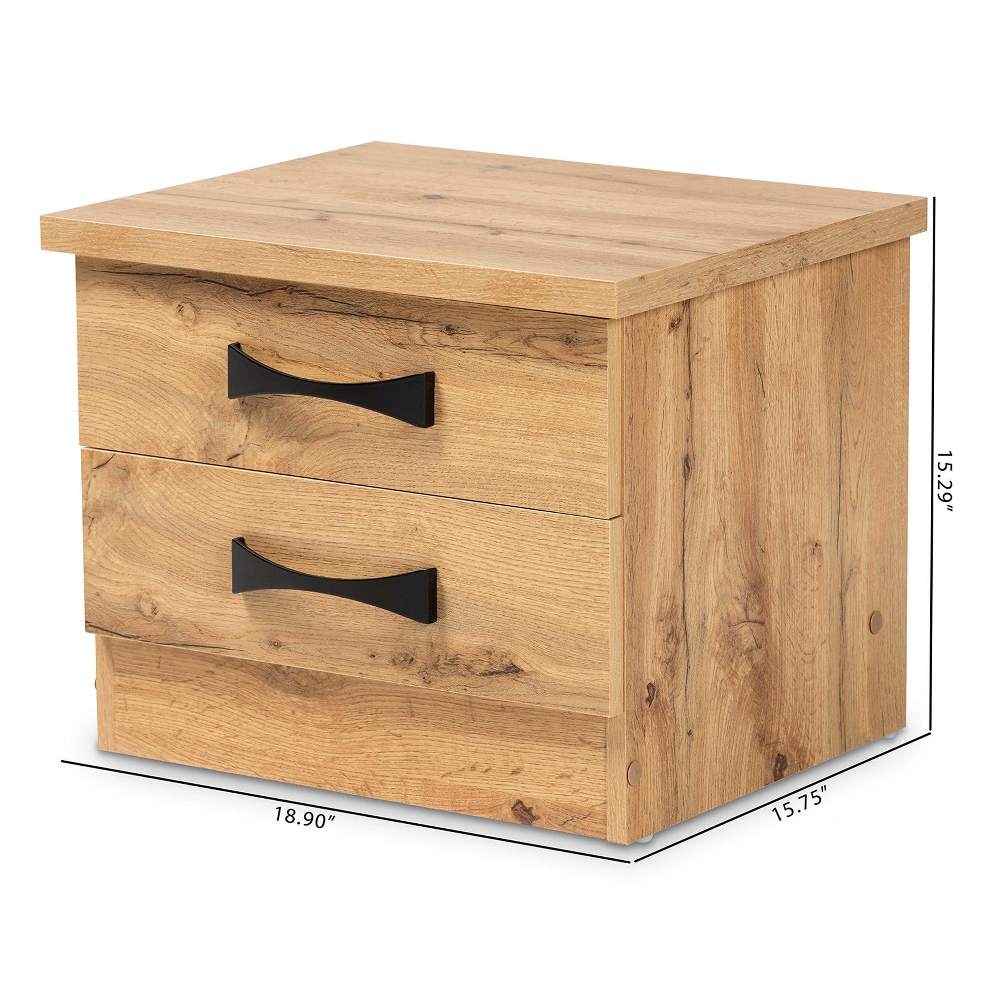 Colburn Modern and Contemporary Finished Wood 2-Drawer Nightstand