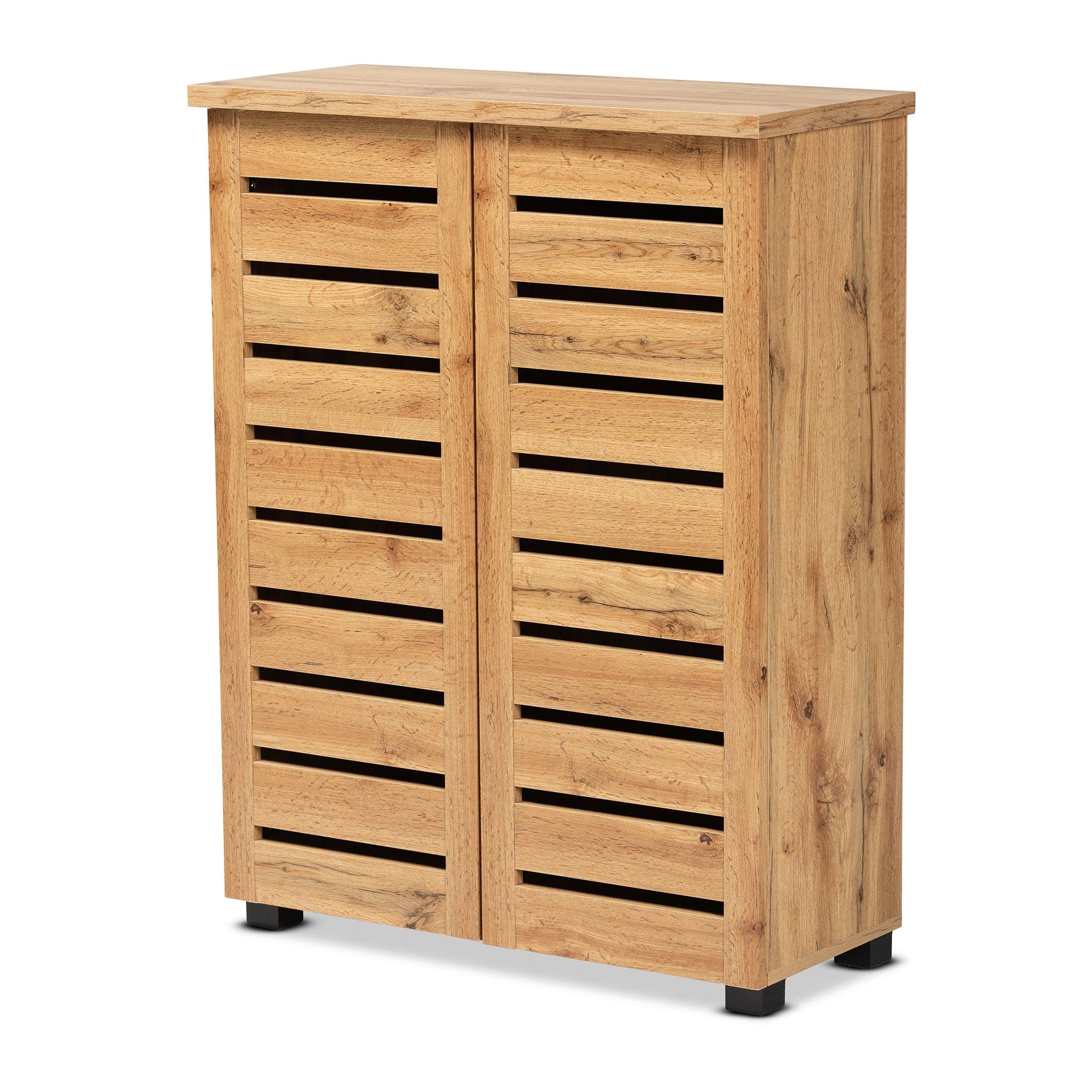 Adalwin Modern and Contemporary Finished Wood 2-Door Shoe Storage Cabinet