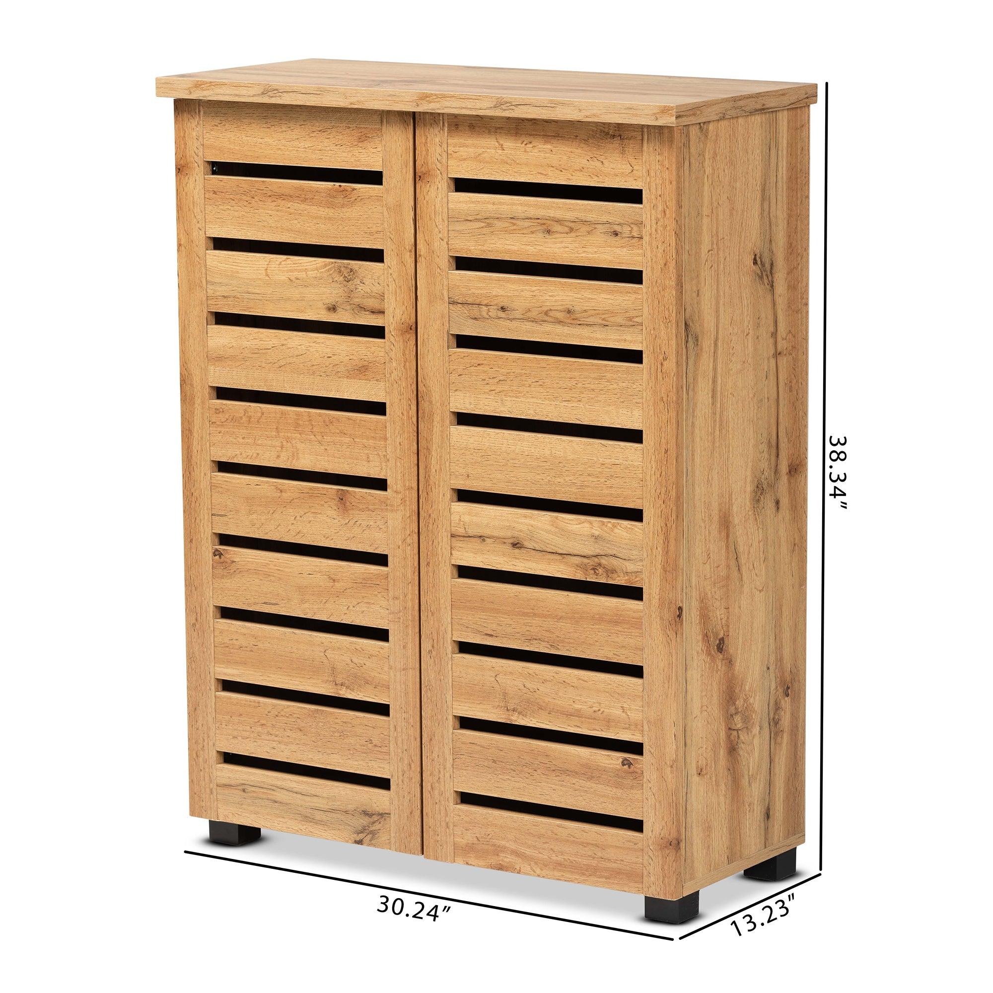 Adalwin Modern and Contemporary Finished Wood 2-Door Shoe Storage Cabinet