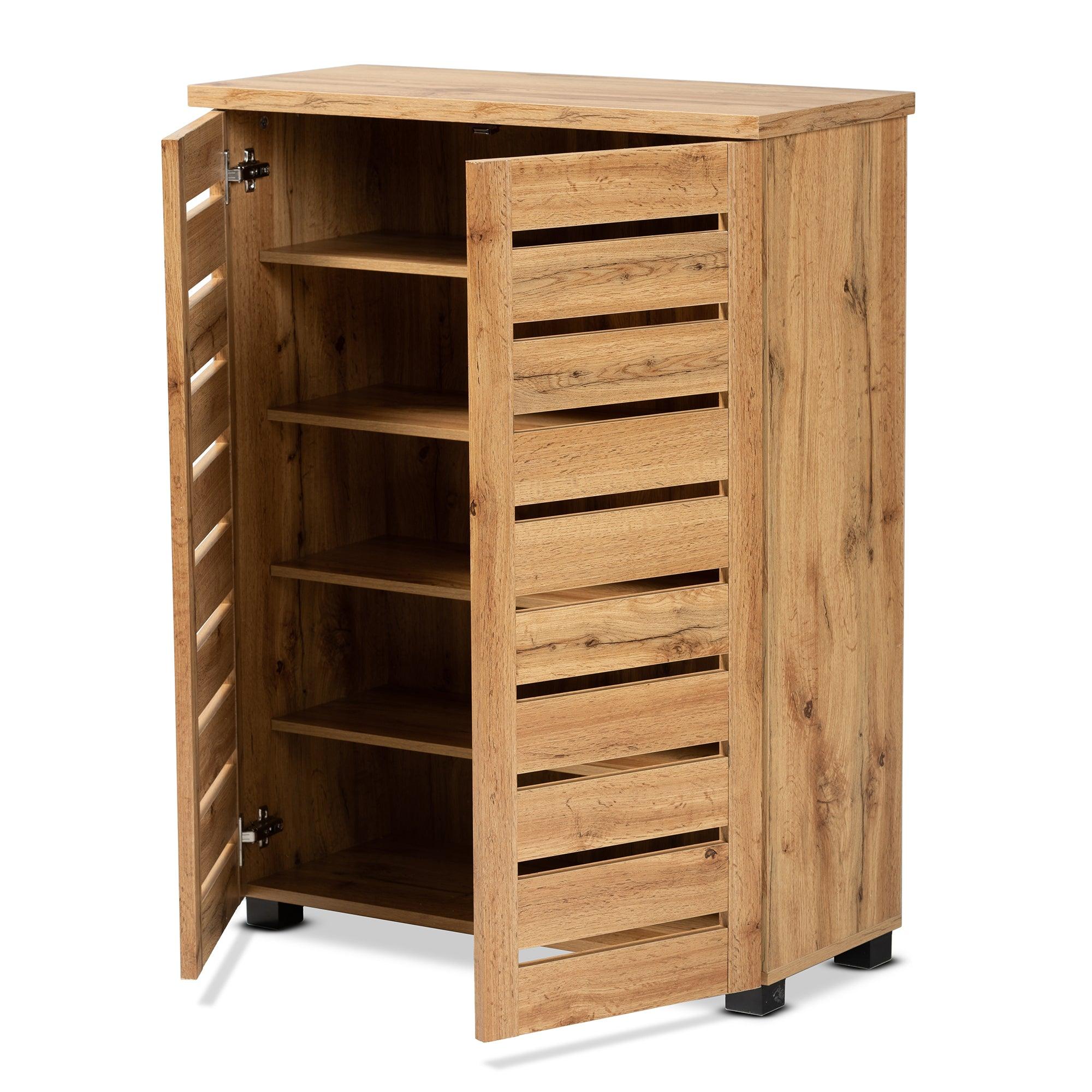 Adalwin Modern and Contemporary Finished Wood 2-Door Shoe Storage Cabinet