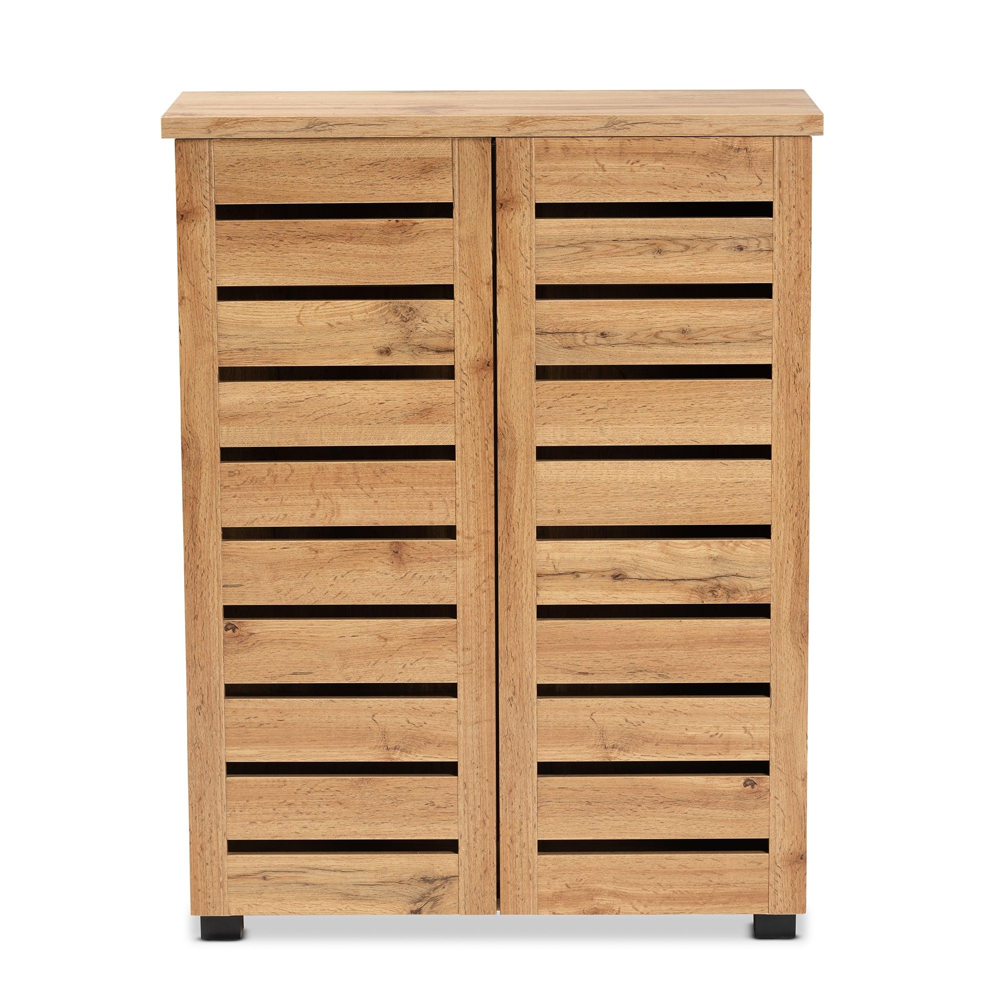 Adalwin Modern and Contemporary Finished Wood 2-Door Shoe Storage Cabinet