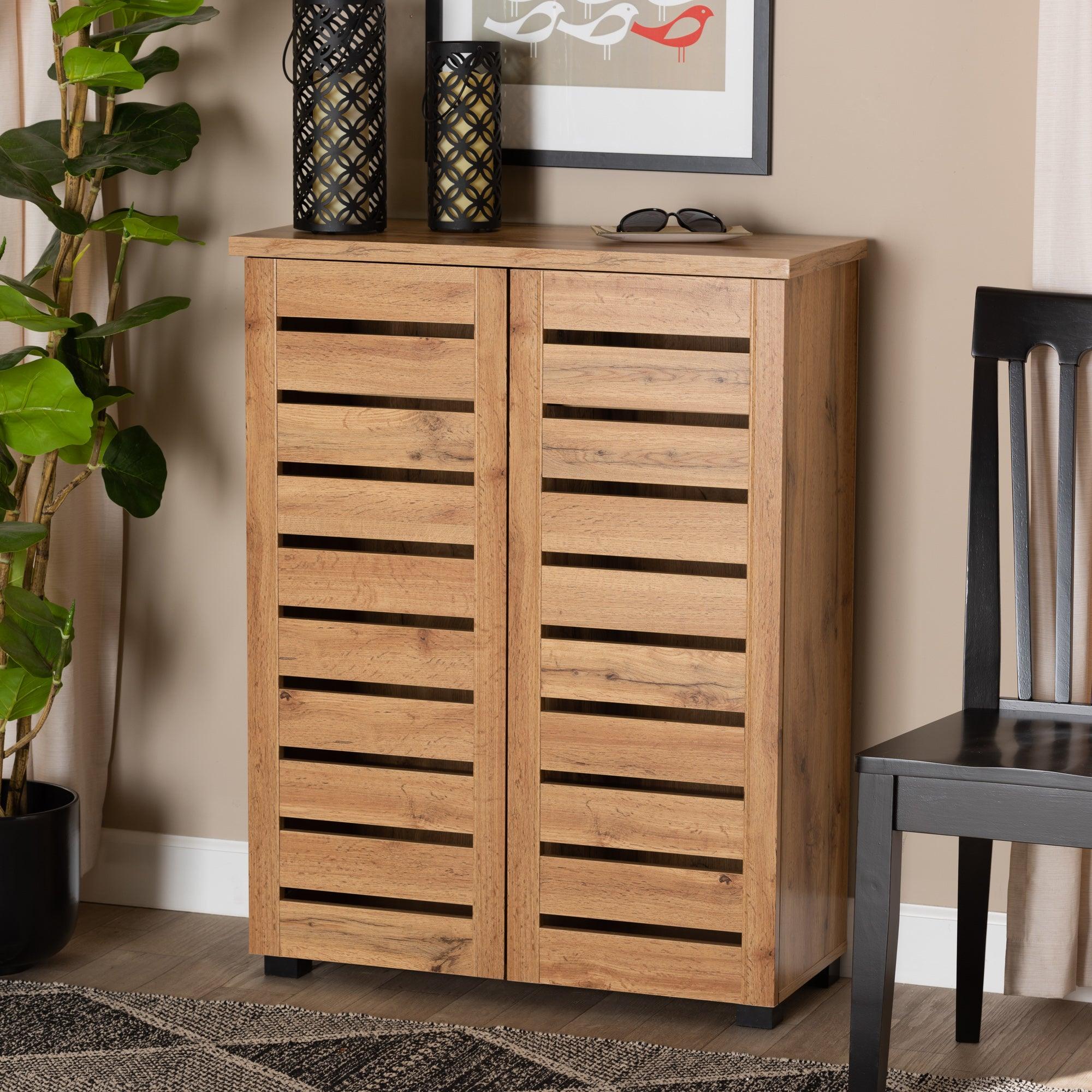 Adalwin Modern and Contemporary Finished Wood 2-Door Shoe Storage Cabinet