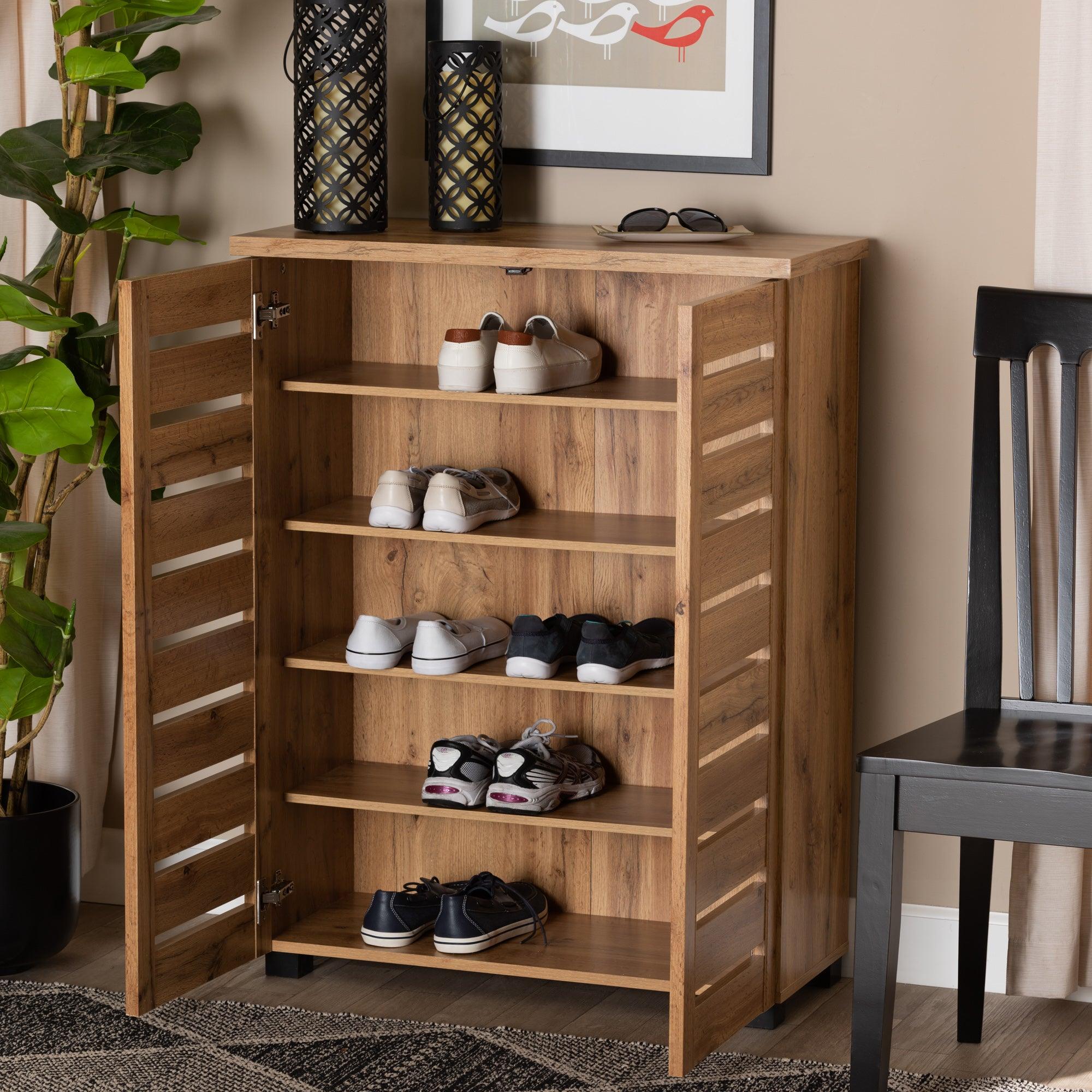 Adalwin Modern and Contemporary Finished Wood 2-Door Shoe Storage Cabinet