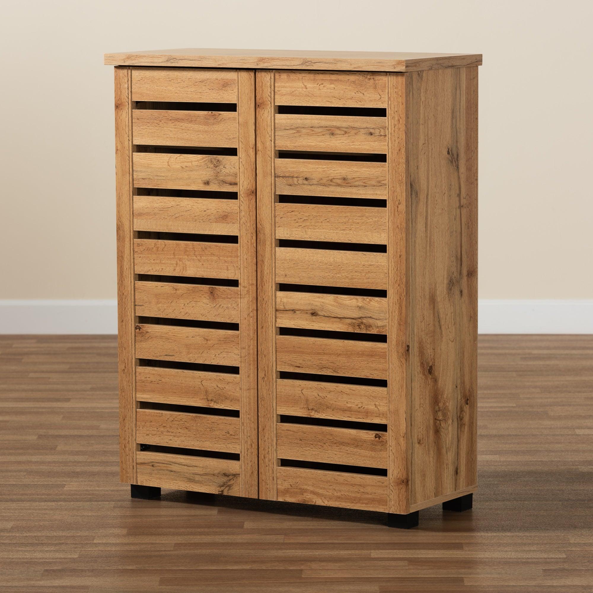 Adalwin Modern and Contemporary Finished Wood 2-Door Shoe Storage Cabinet