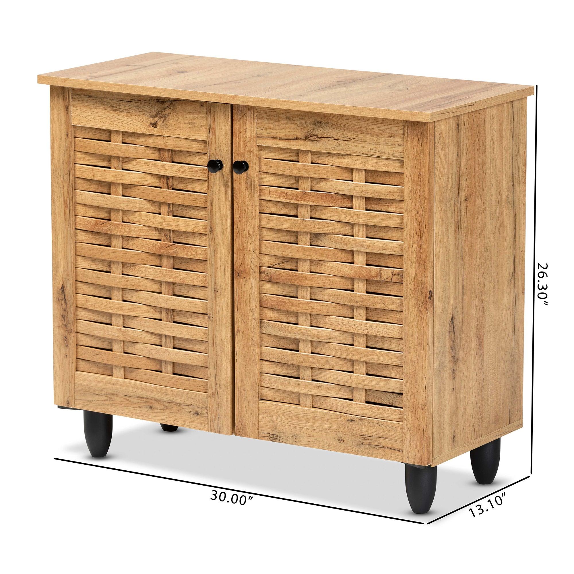 Winda Modern and Contemporary Finished Wood 2-Door Shoe Cabinet