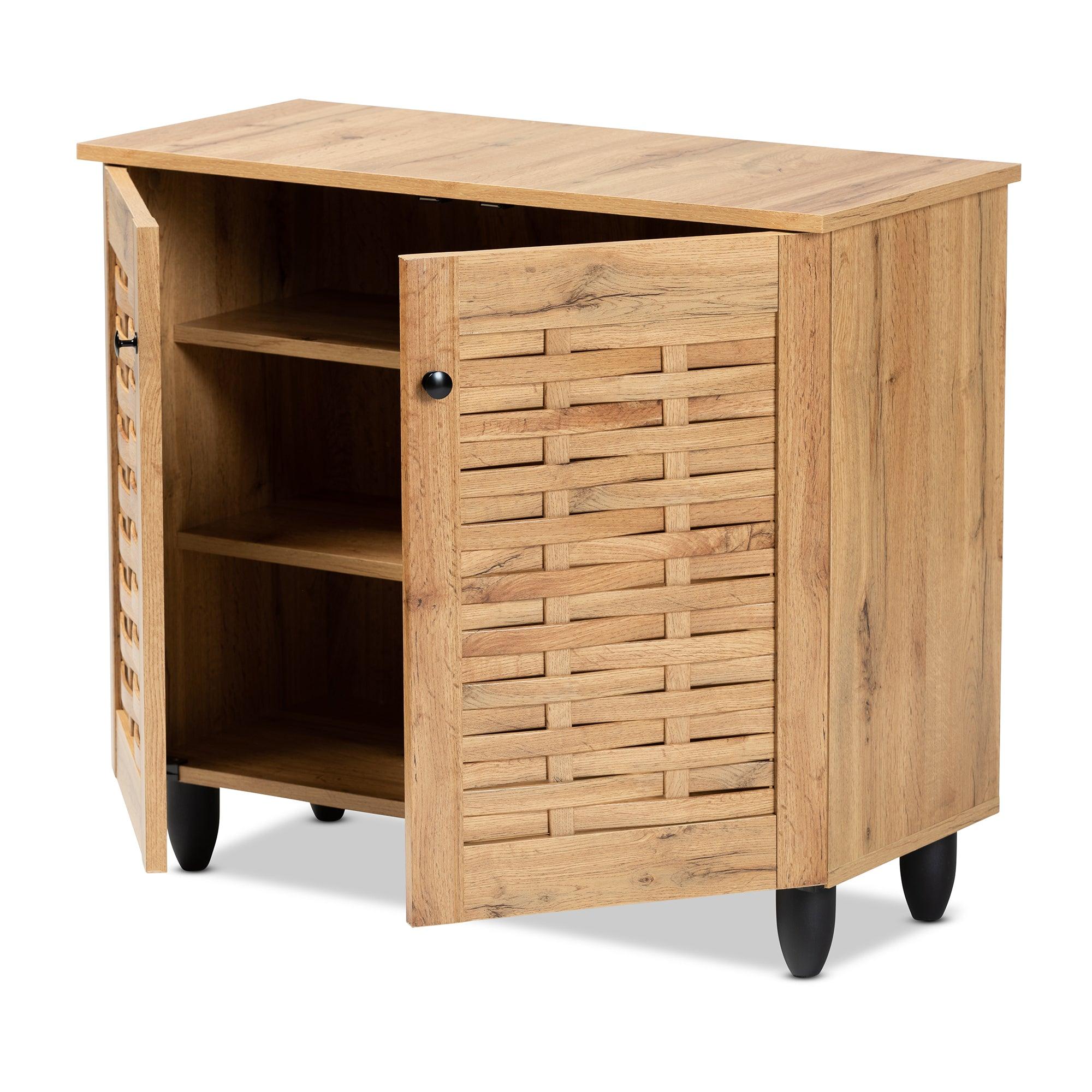 Winda Modern and Contemporary Finished Wood 2-Door Shoe Cabinet