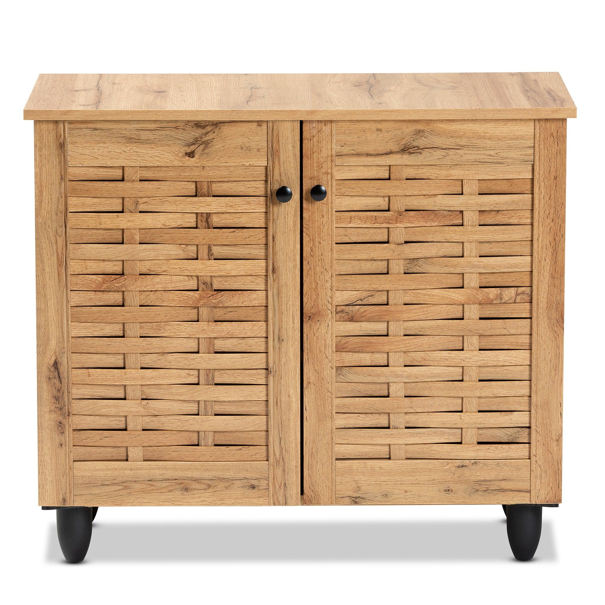 Winda Modern and Contemporary Finished Wood 2-Door Shoe Cabinet