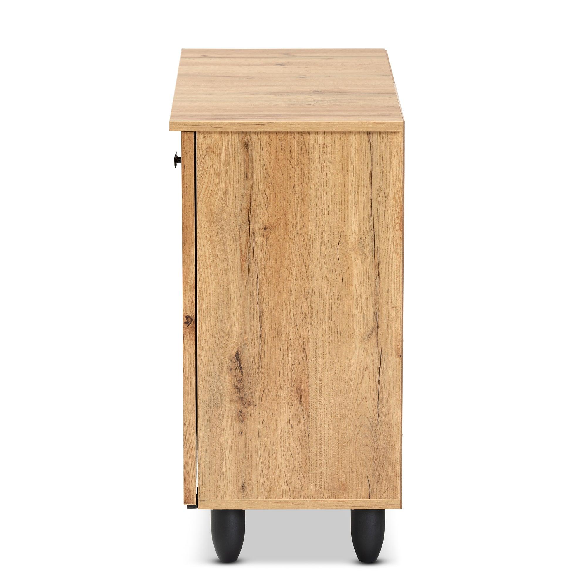 Winda Modern and Contemporary Finished Wood 2-Door Shoe Cabinet