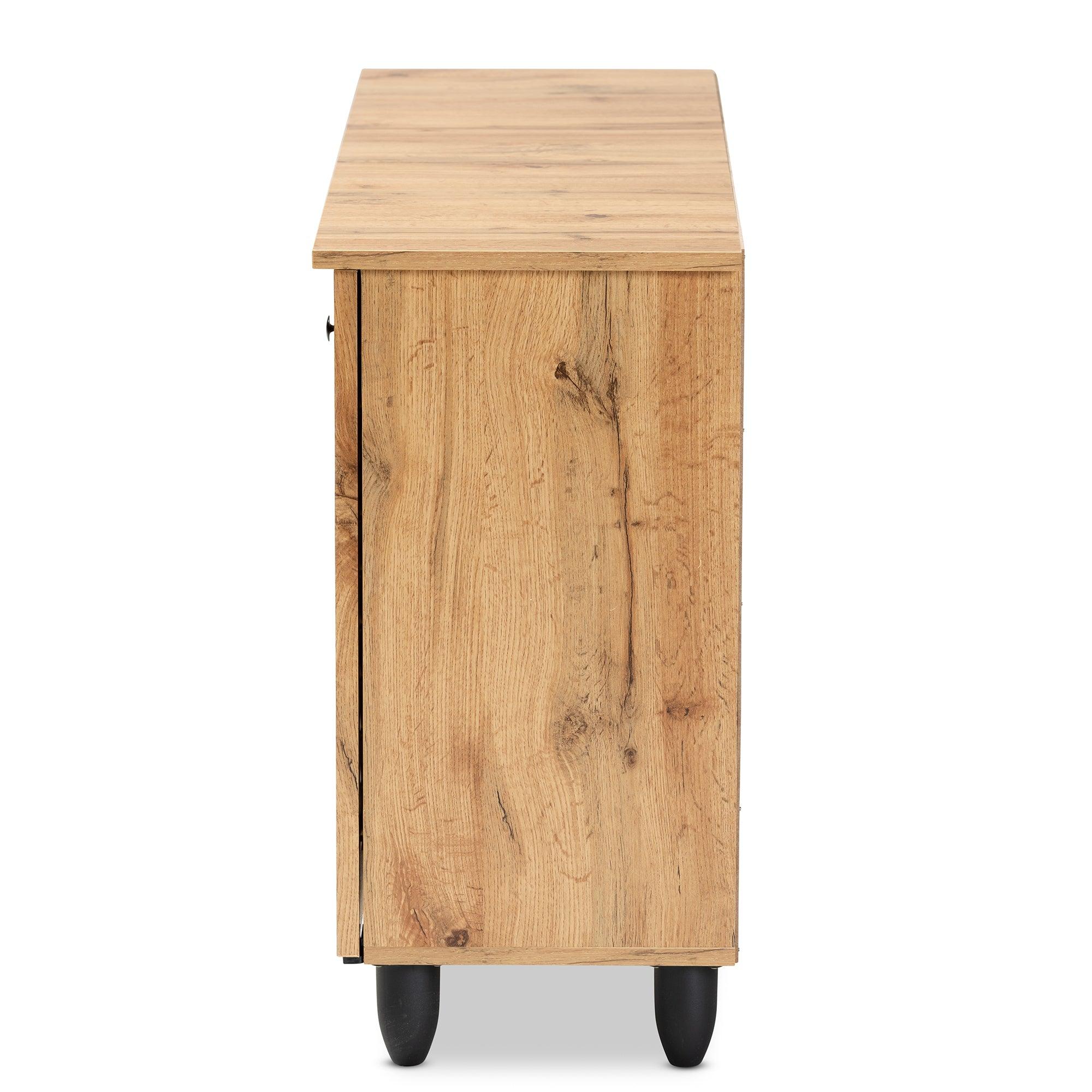 Winda Modern and Contemporary Finished Wood 3-Door Shoe Cabinet