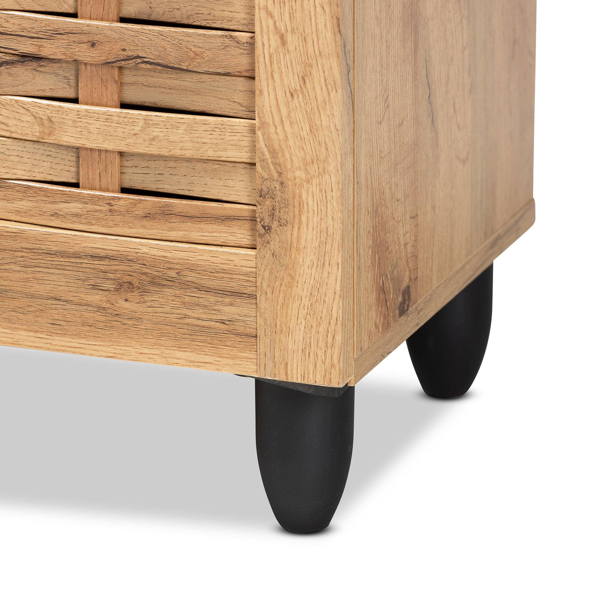 Winda Modern and Contemporary Finished Wood 3-Door Shoe Cabinet