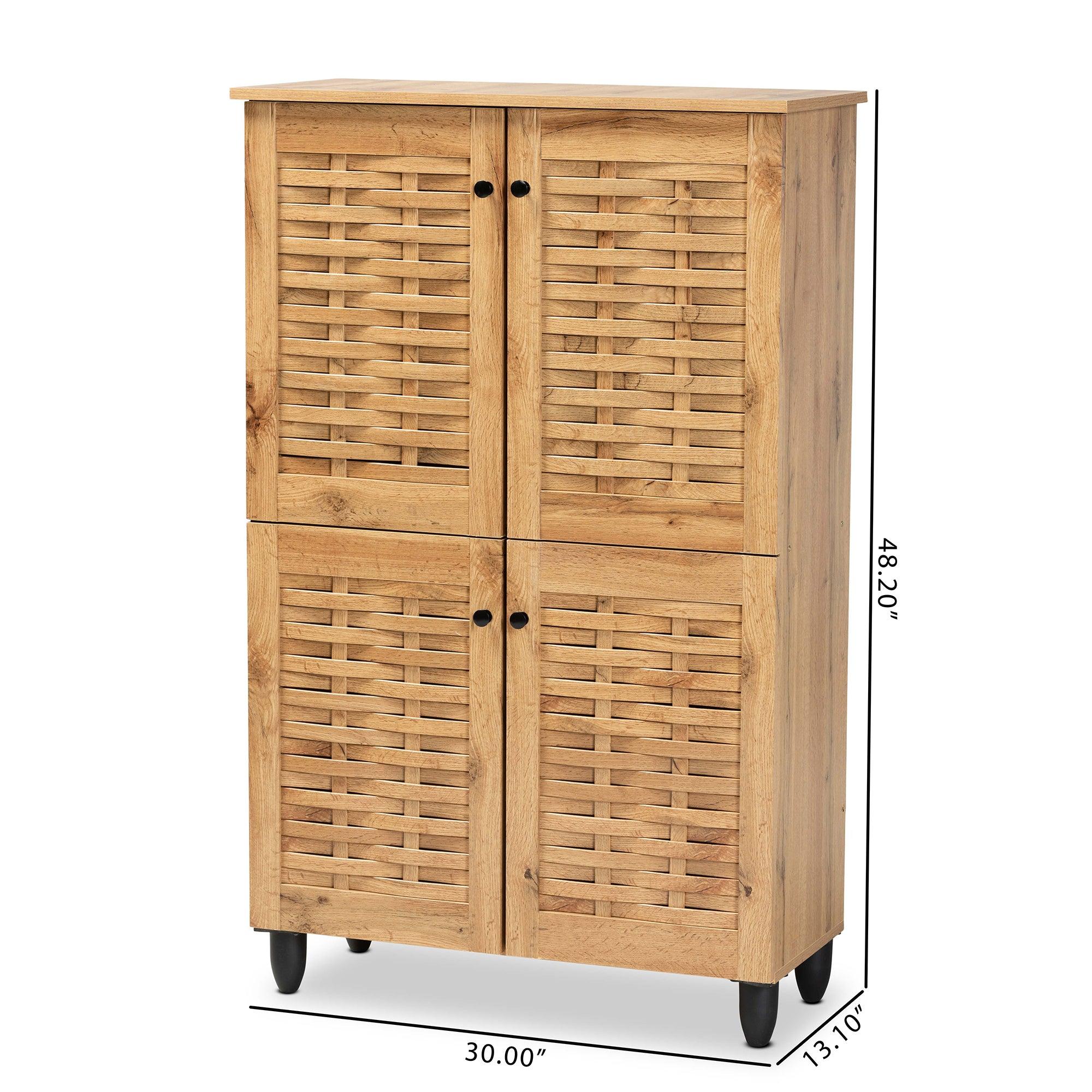 Winda Modern and Contemporary Finished Wood 4-Door Shoe Storage Cabinet