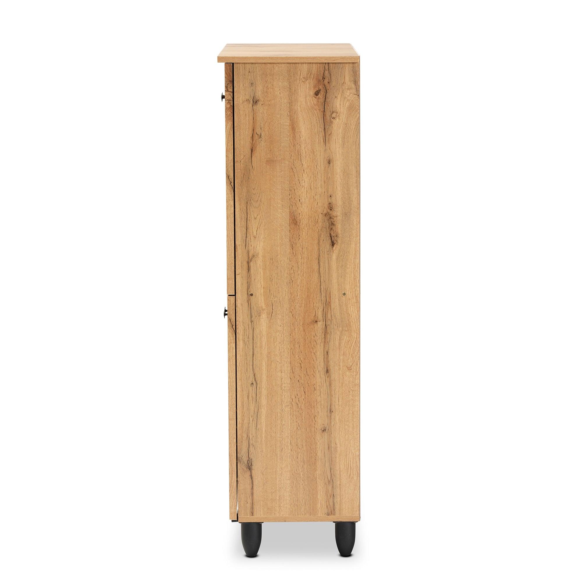 Winda Modern and Contemporary Finished Wood 4-Door Shoe Storage Cabinet