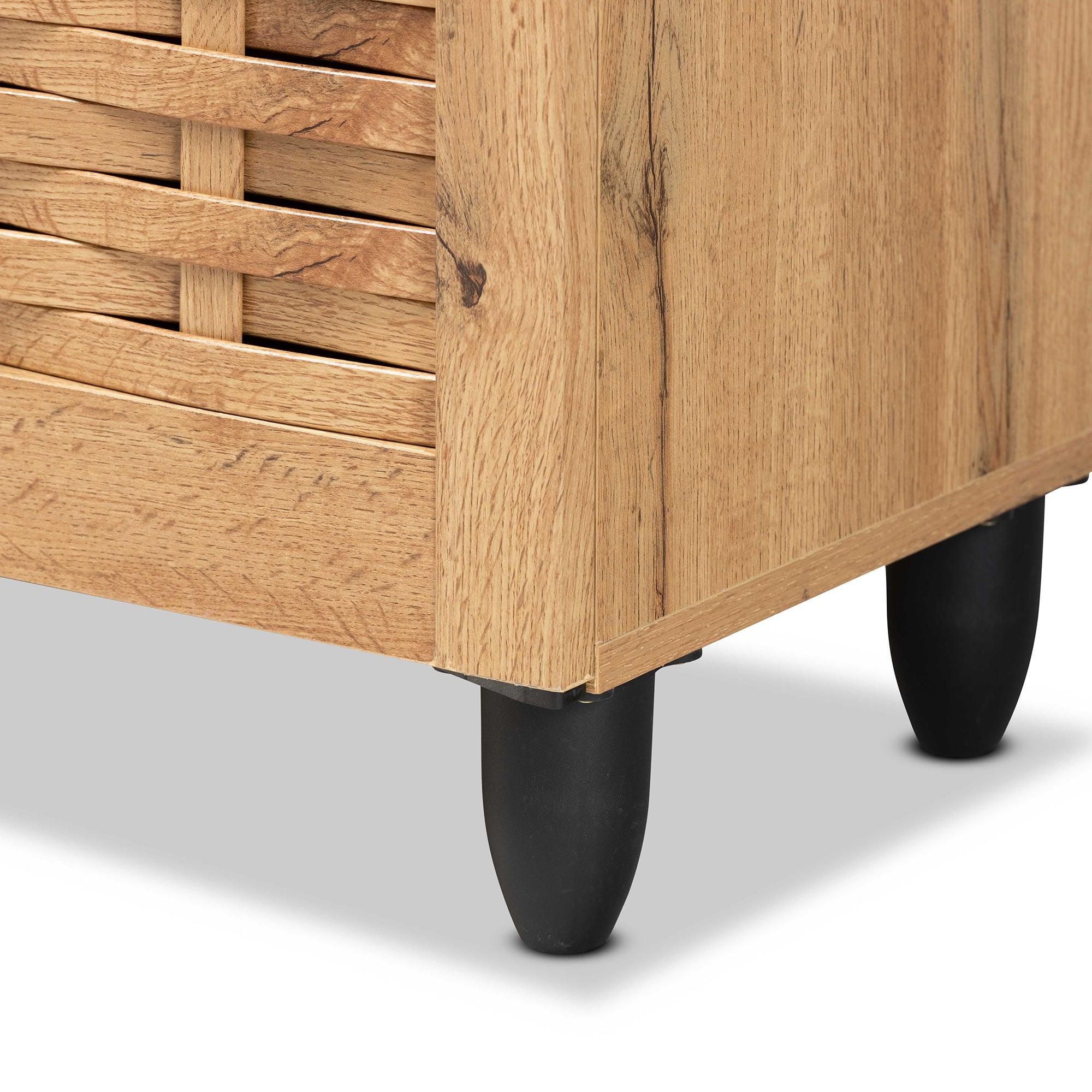 Winda Modern and Contemporary Finished Wood 4-Door Shoe Storage Cabinet