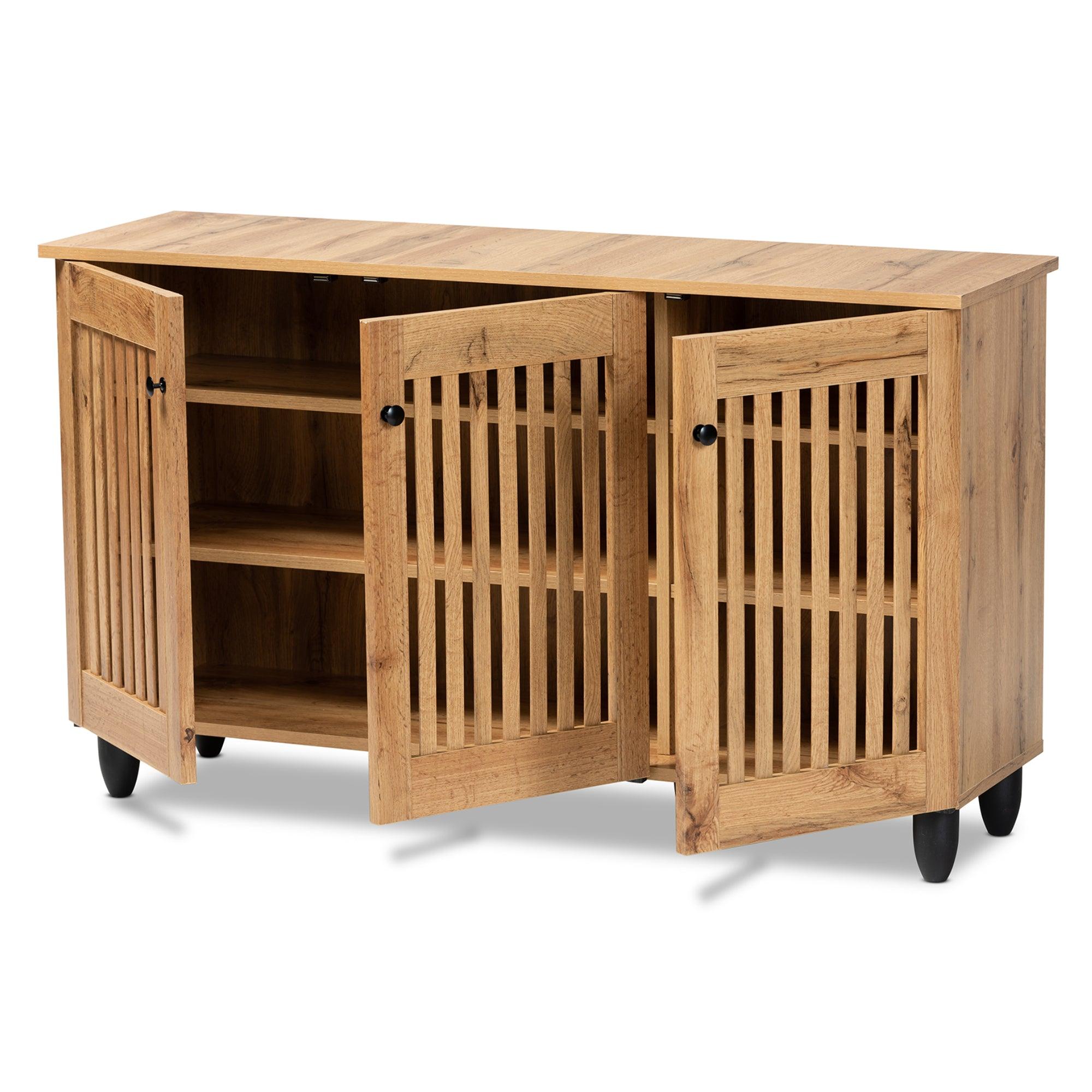 Fernanda Modern and Contemporary Finished Wood 3-Door Shoe Cabinet