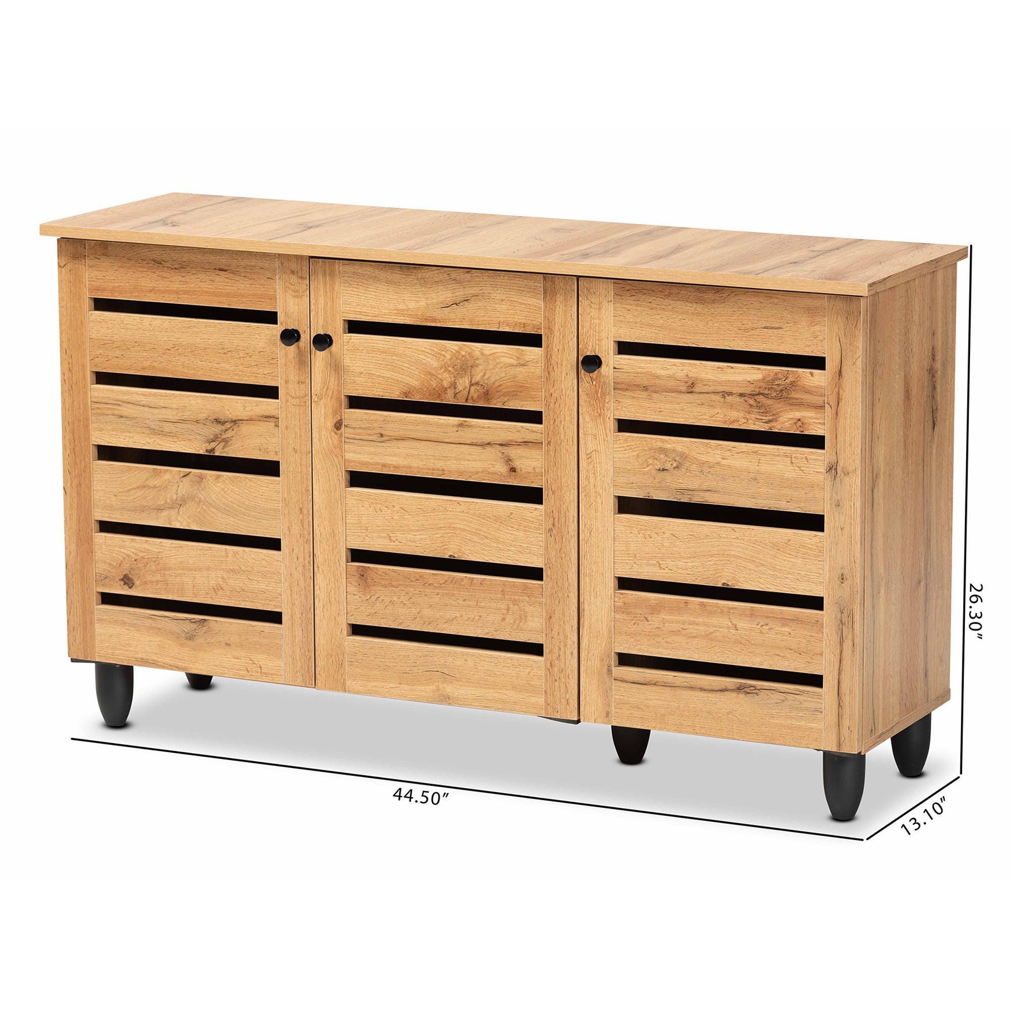 Gisela Modern and Contemporary Finished Wood 3-Door Shoe Storage Cabinet