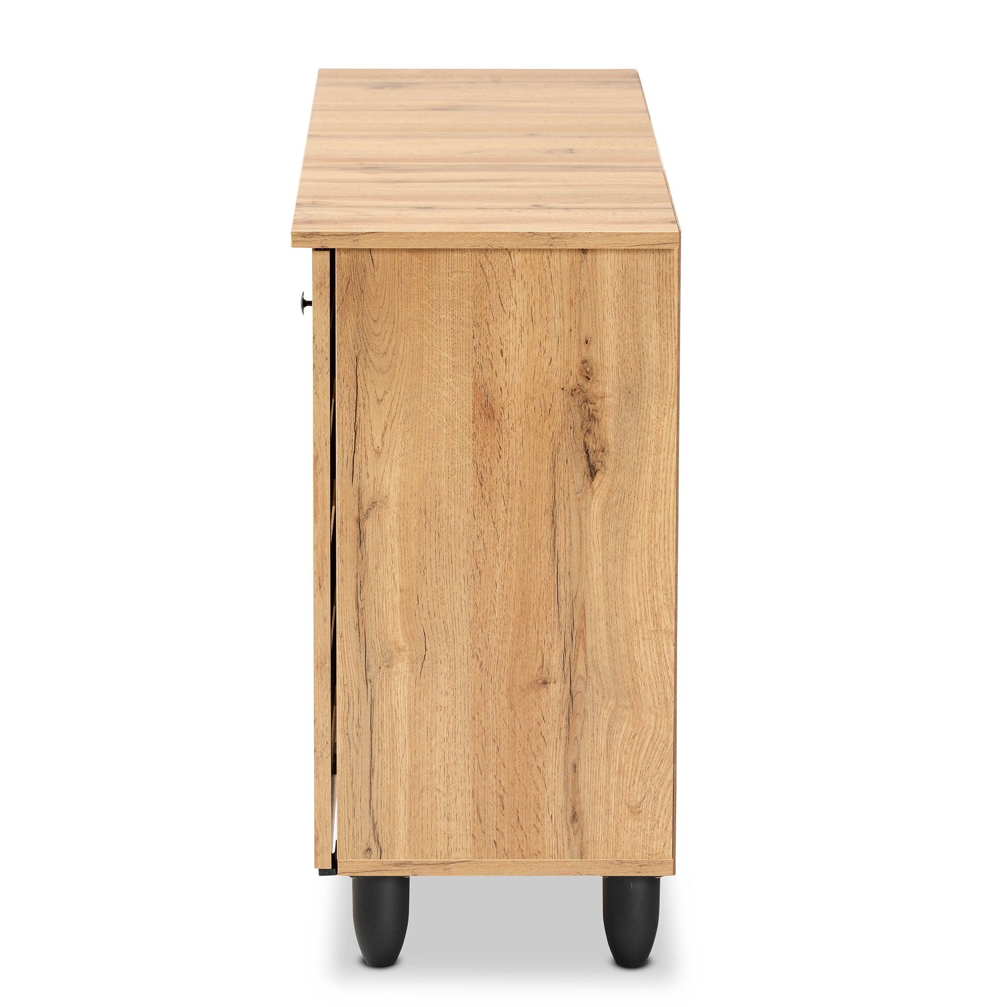 Gisela Modern and Contemporary Finished Wood 3-Door Shoe Storage Cabinet