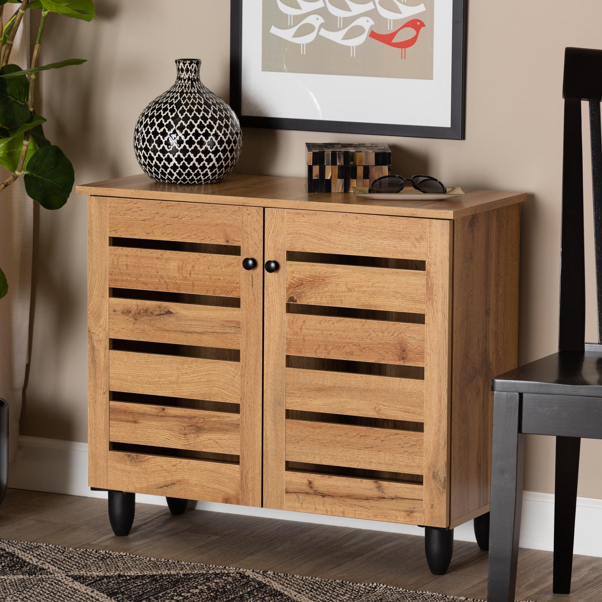 Gisela Modern and Contemporary Finished Wood 2-Door Shoe Storage Cabinet