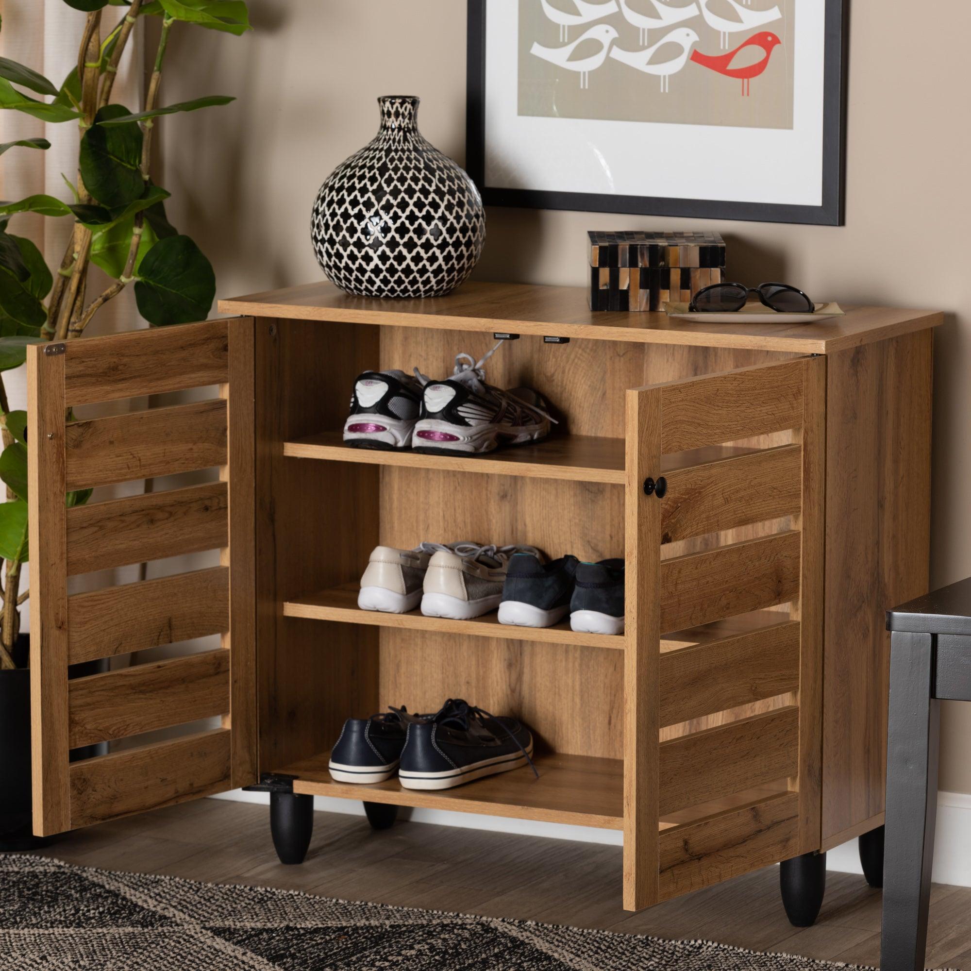 Gisela Modern and Contemporary Finished Wood 2-Door Shoe Storage Cabinet