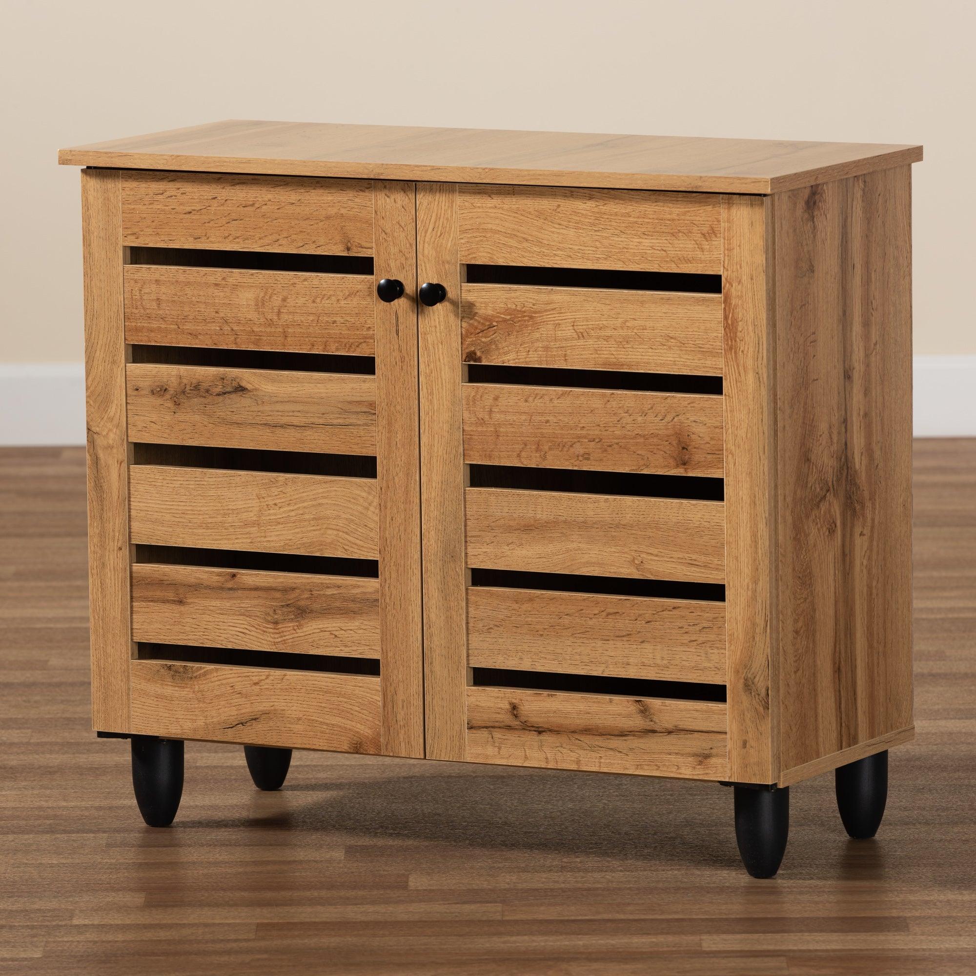 Gisela Modern and Contemporary Finished Wood 2-Door Shoe Storage Cabinet