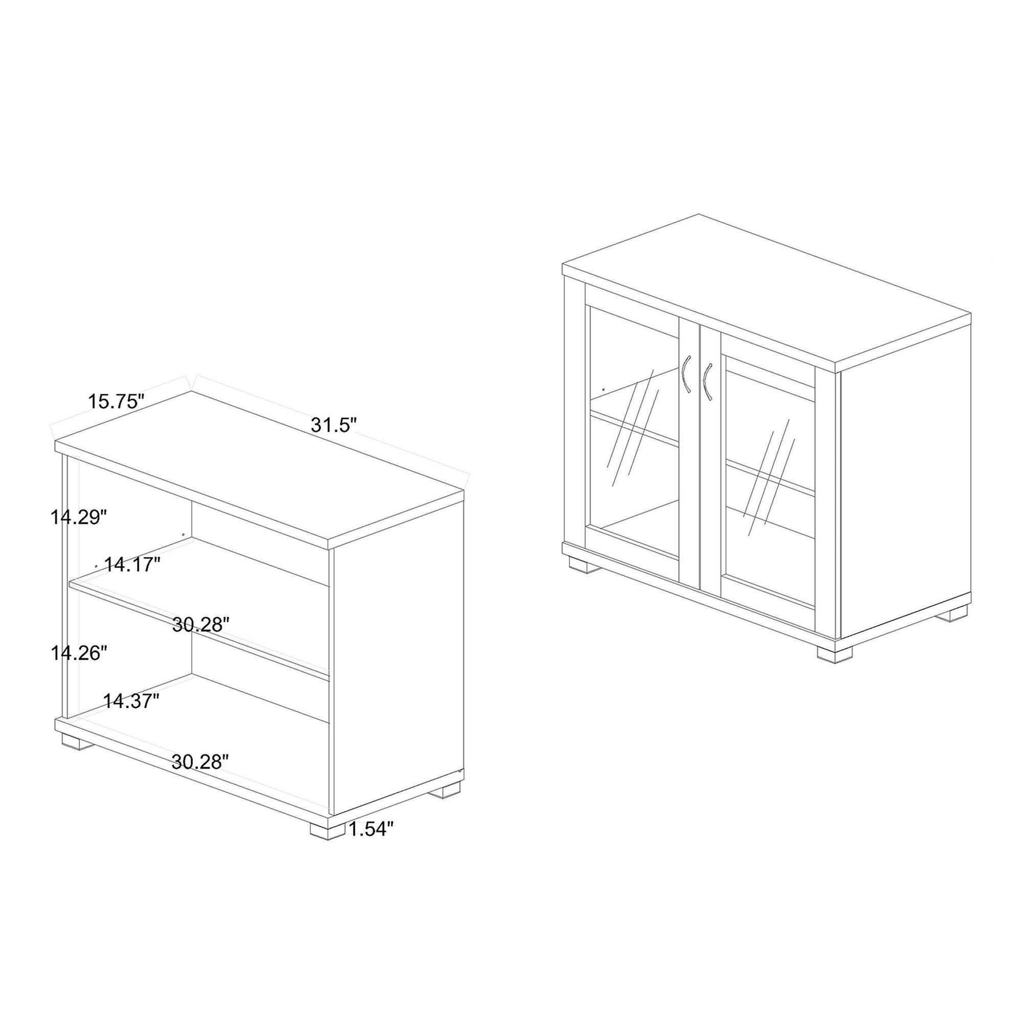 Zentra Modern and Contemporary Finished Wood 2-Door Storage Cabinet with Glass Doors