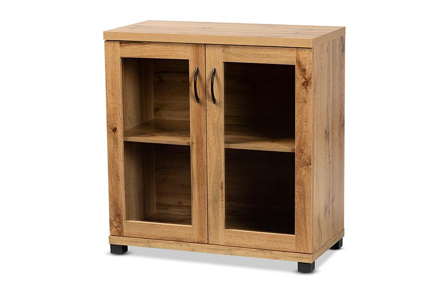 Zentra Modern and Contemporary Finished Wood 2-Door Storage Cabinet with Glass Doors