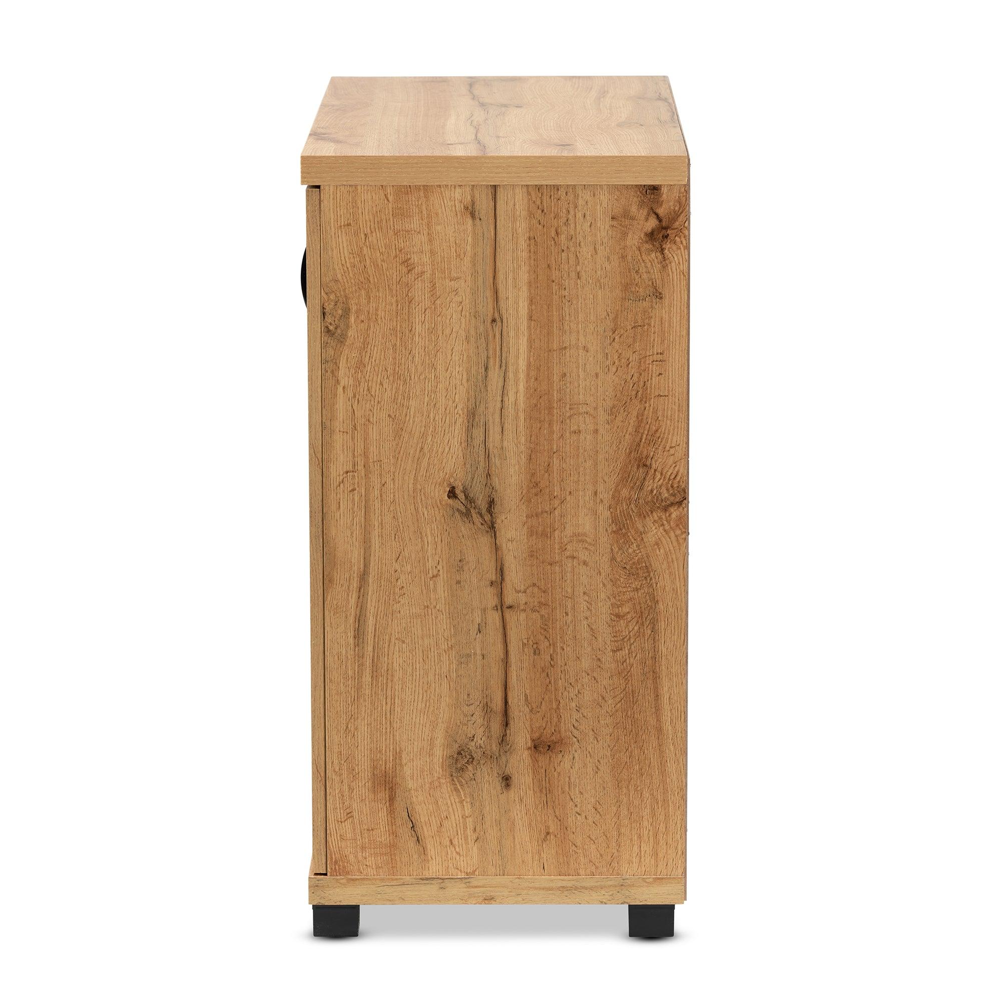 Zentra Modern and Contemporary Finished Wood 2-Door Storage Cabinet with Glass Doors