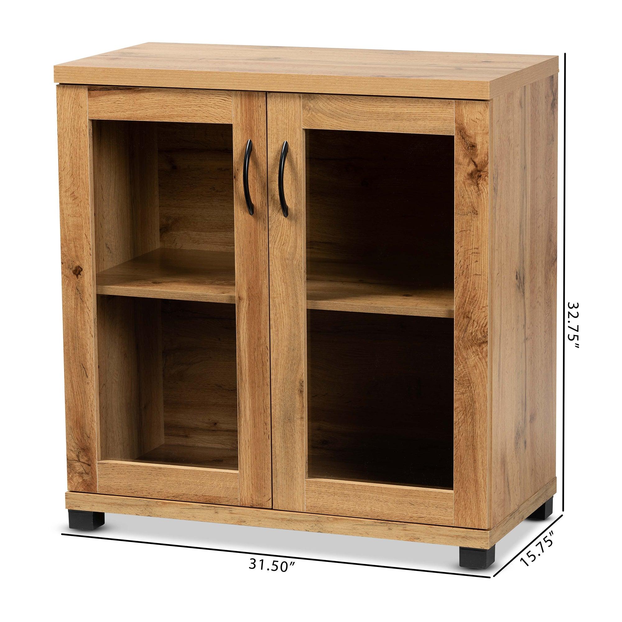 Zentra Modern and Contemporary Finished Wood 2-Door Storage Cabinet with Glass Doors