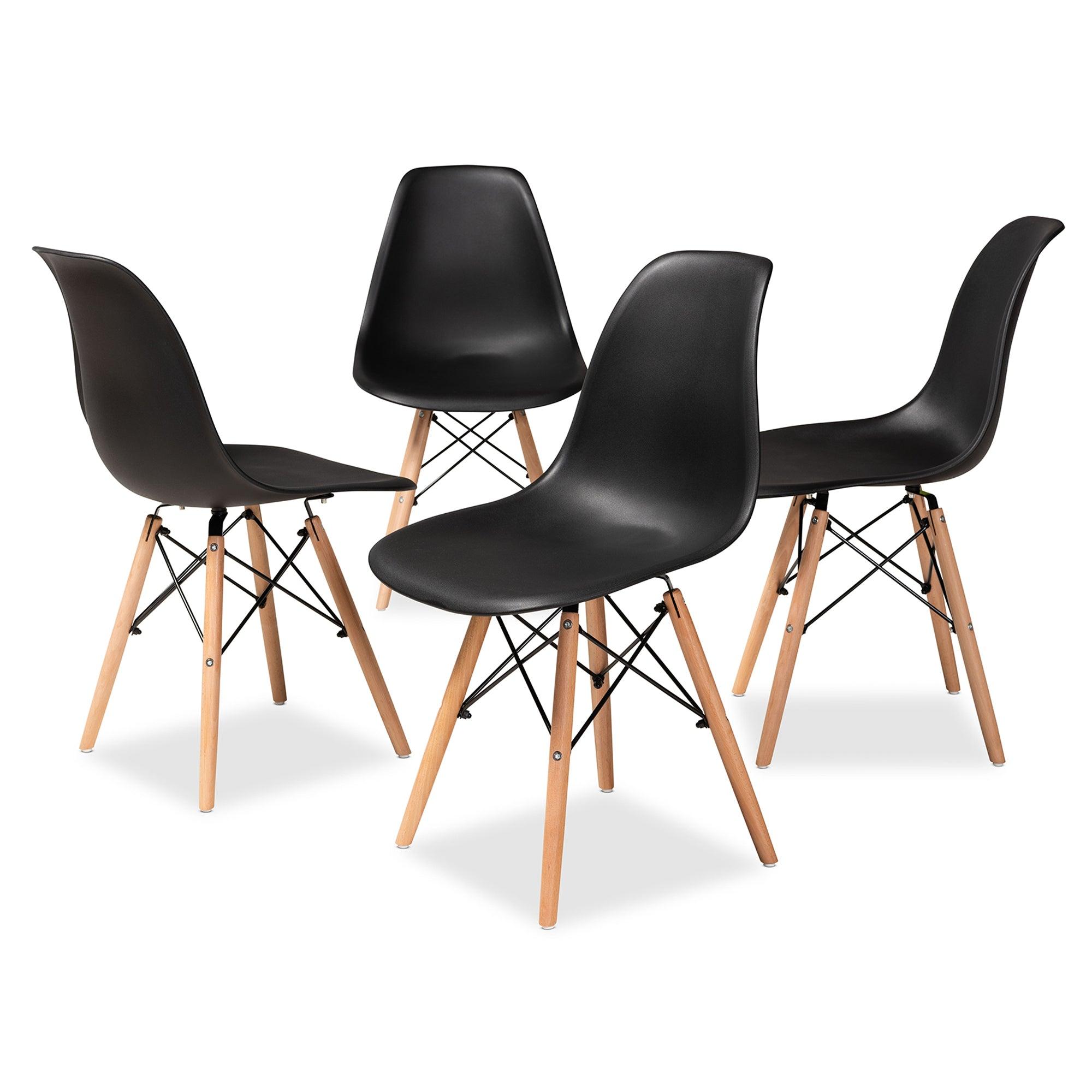 Jaspen Modern and Contemporary Finished Polypropylene Plastic and Finished Wood 4-Piece Dining Chair Set