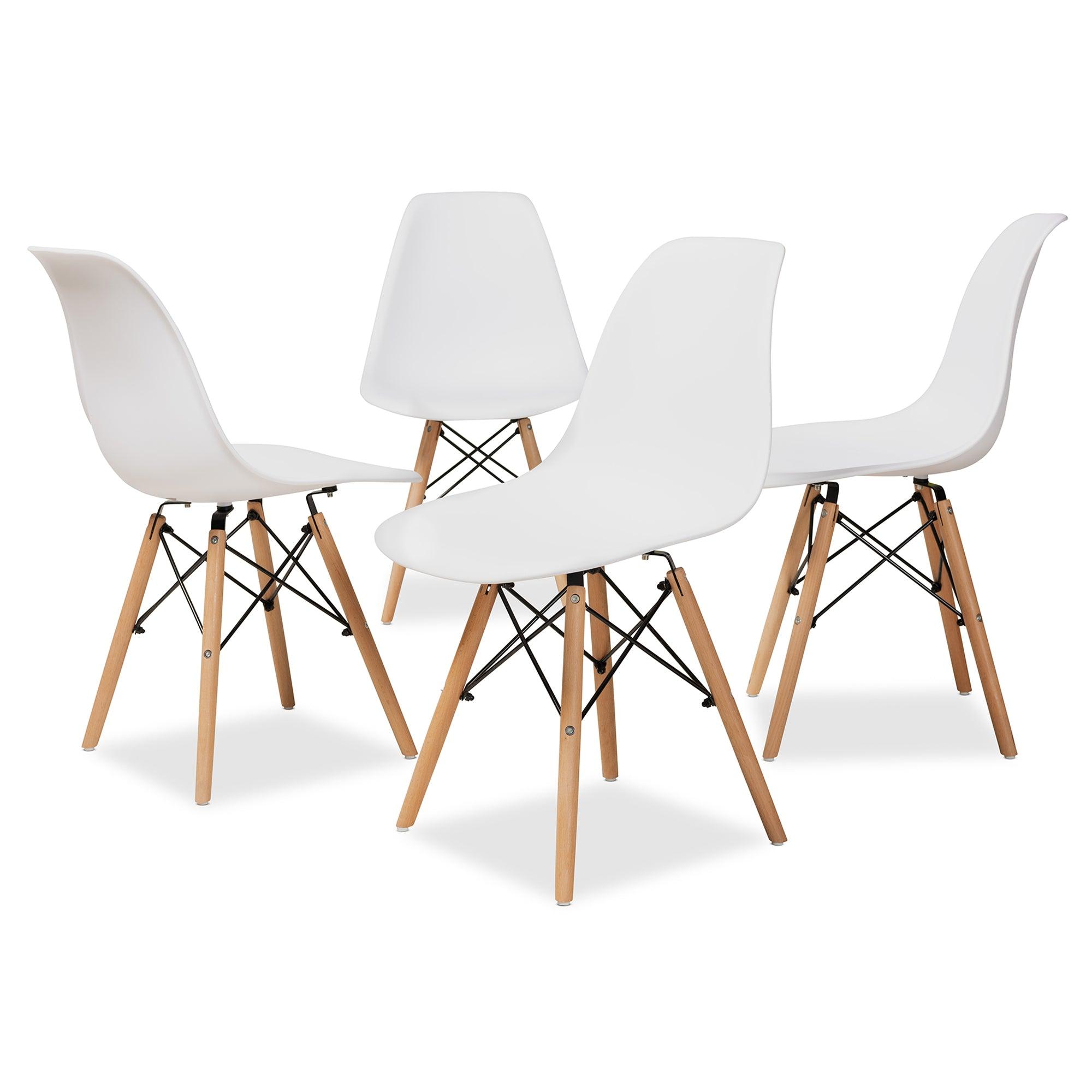 Jaspen Modern and Contemporary Finished Polypropylene Plastic and Finished Wood 4-Piece Dining Chair Set