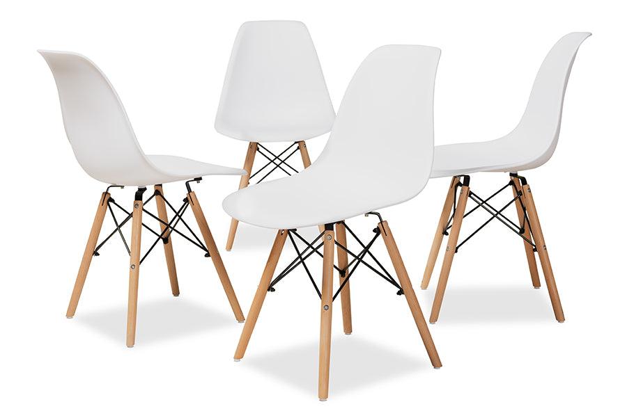 Jaspen Modern and Contemporary Finished Polypropylene Plastic and Finished Wood 4-Piece Dining Chair Set