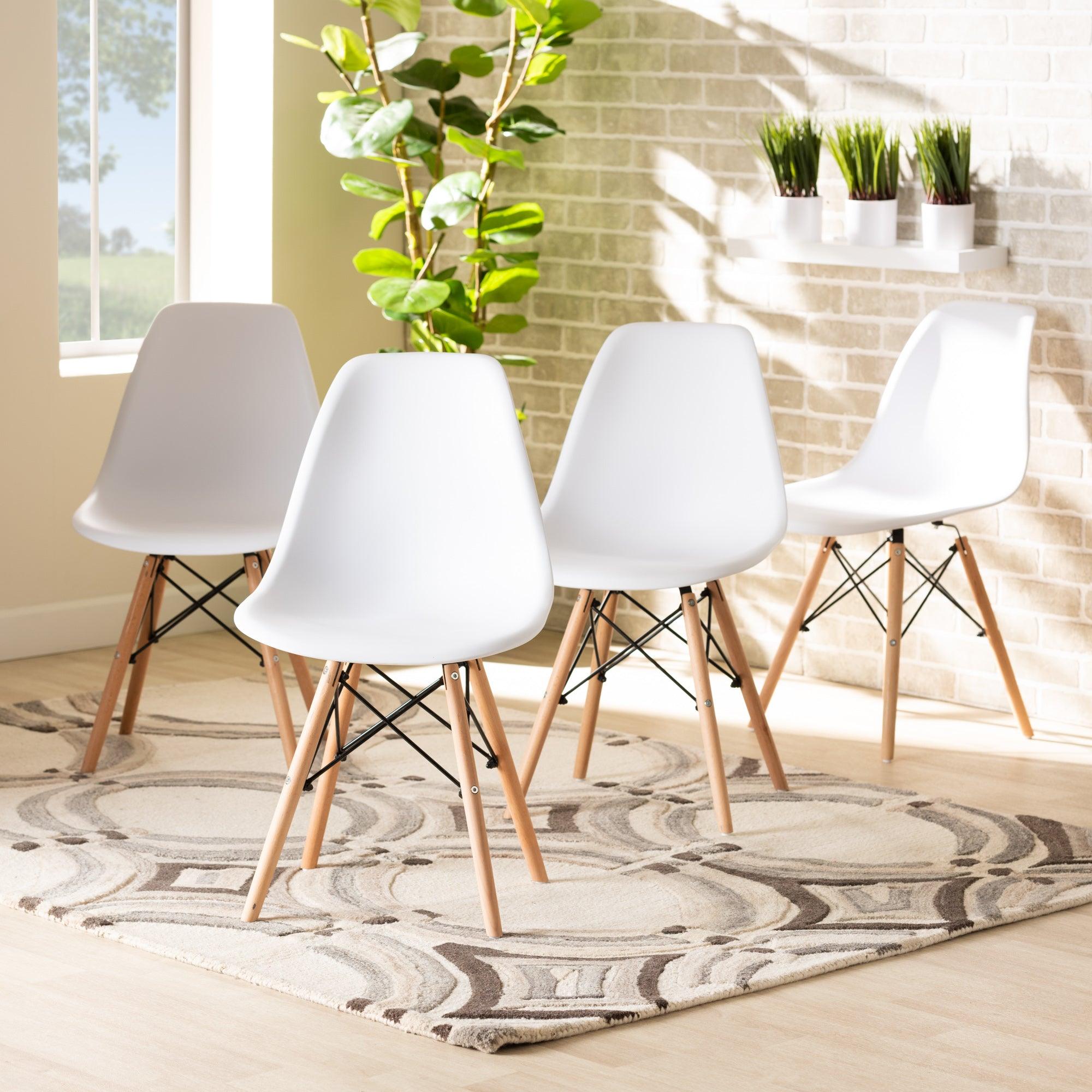 Jaspen Modern and Contemporary Finished Polypropylene Plastic and Finished Wood 4-Piece Dining Chair Set