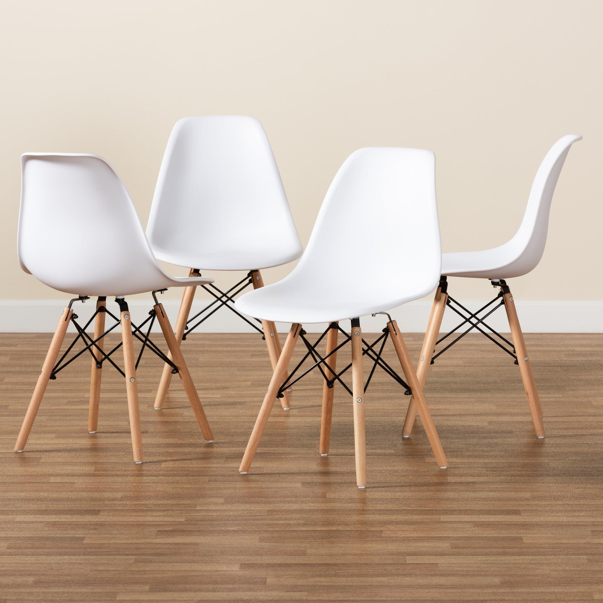 Jaspen Modern and Contemporary Finished Polypropylene Plastic and Finished Wood 4-Piece Dining Chair Set