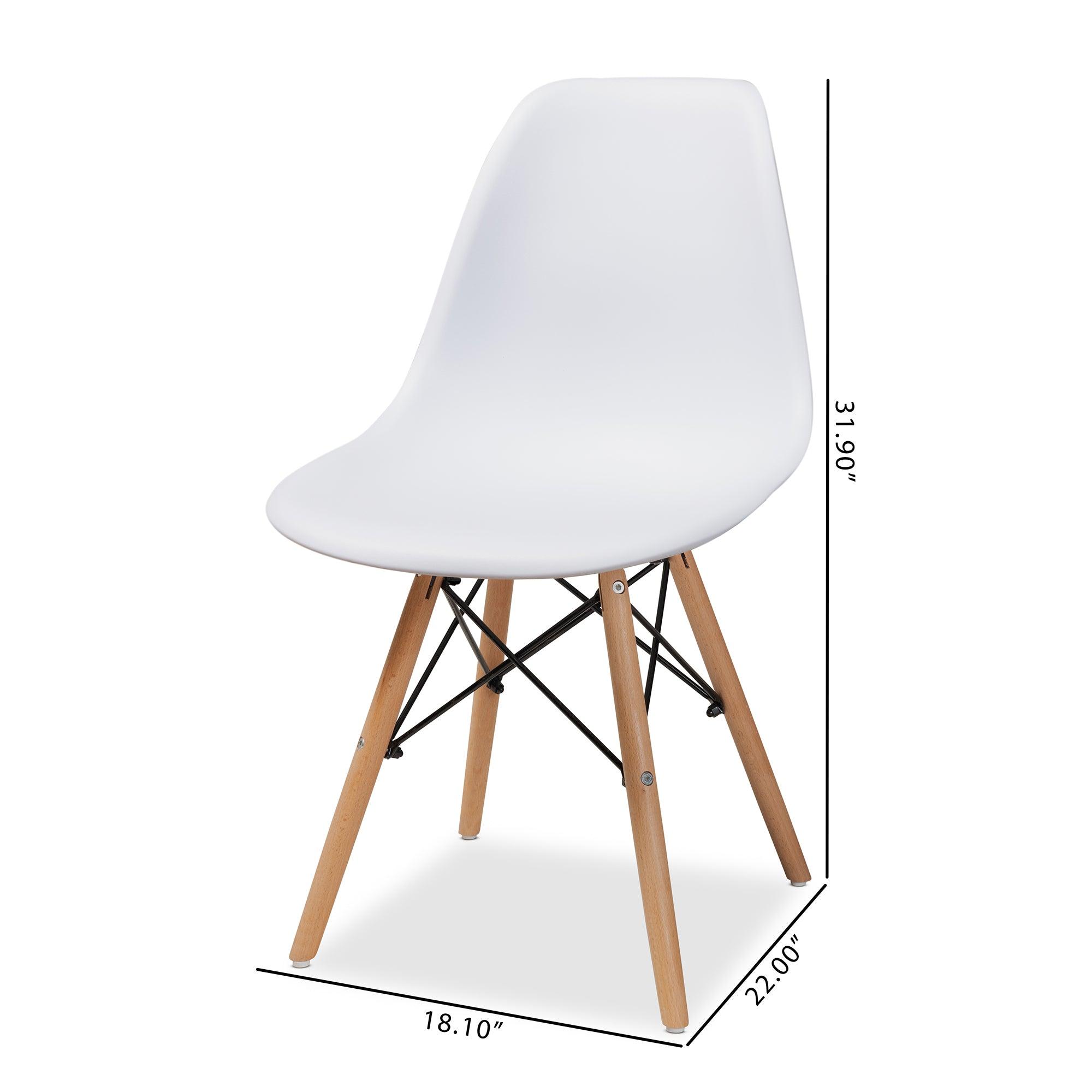 Jaspen Modern and Contemporary Finished Polypropylene Plastic and Finished Wood 4-Piece Dining Chair Set