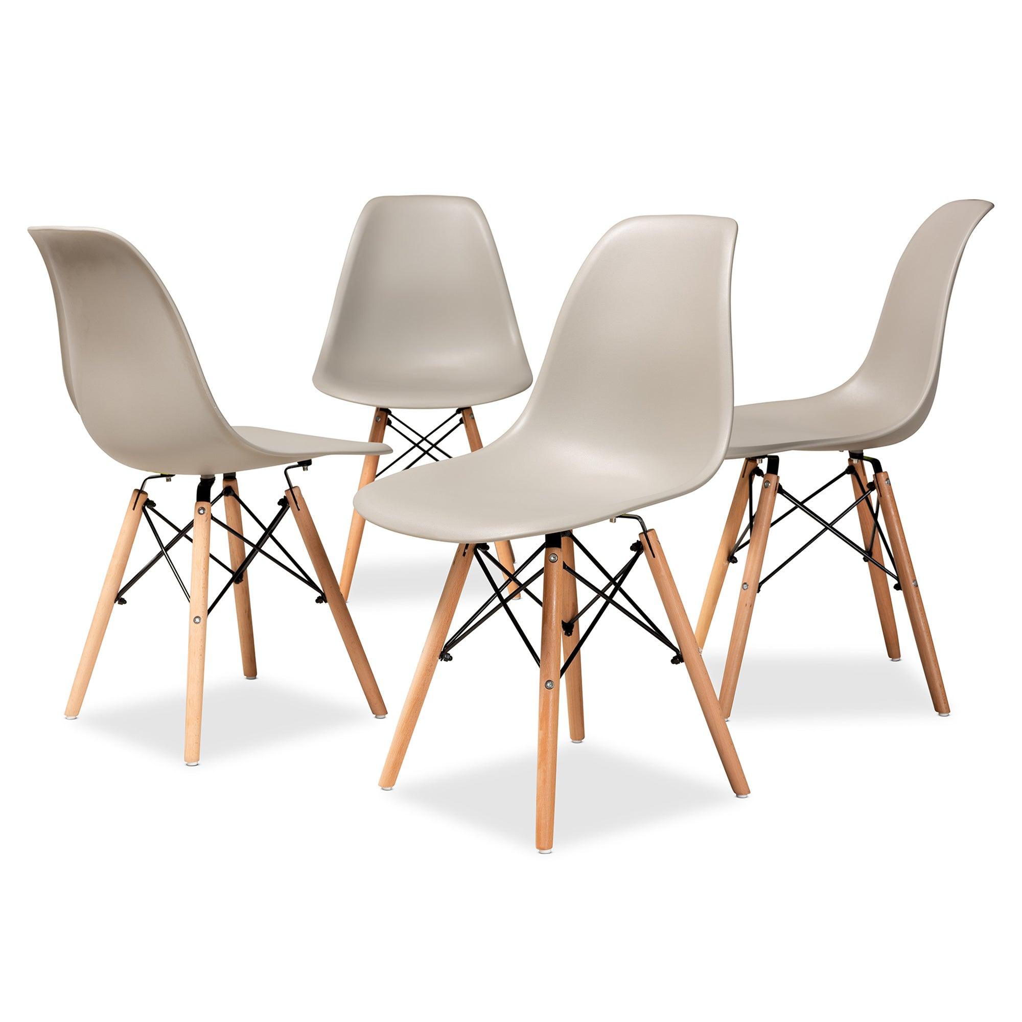 Jaspen Modern and Contemporary Finished Polypropylene Plastic and Finished Wood 4-Piece Dining Chair Set