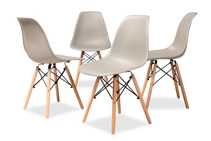 Jaspen Modern and Contemporary Finished Polypropylene Plastic and Finished Wood 4-Piece Dining Chair Set