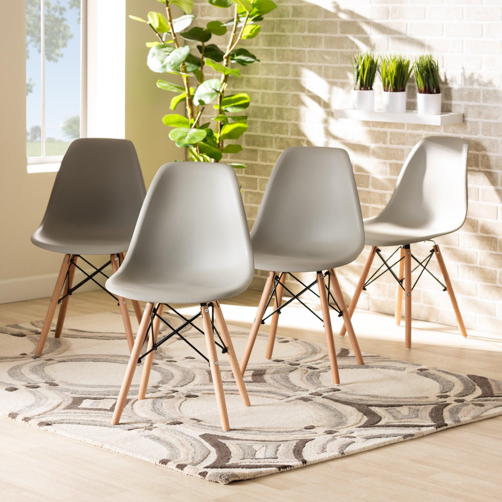 Jaspen Modern and Contemporary Finished Polypropylene Plastic and Finished Wood 4-Piece Dining Chair Set