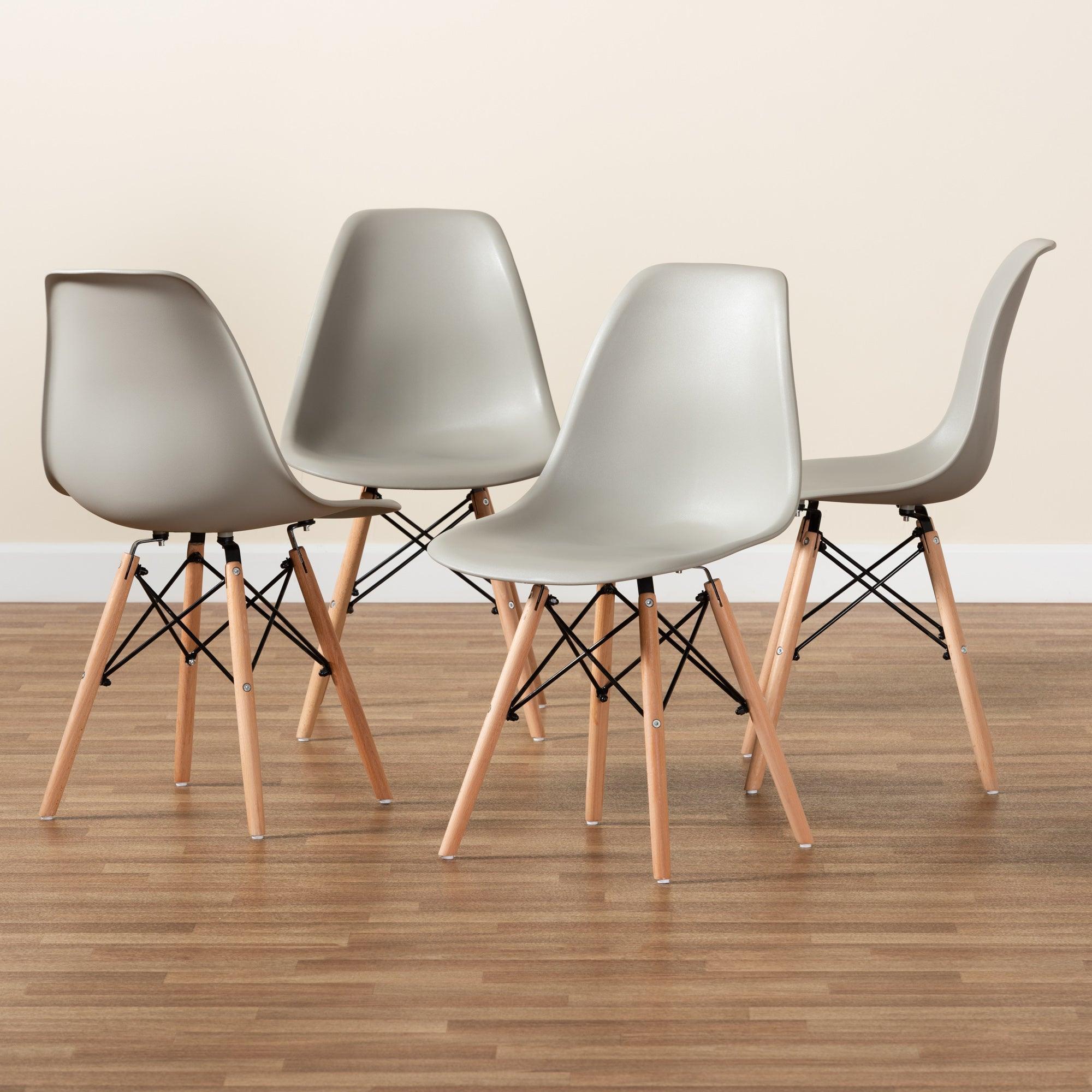 Jaspen Modern and Contemporary Finished Polypropylene Plastic and Finished Wood 4-Piece Dining Chair Set