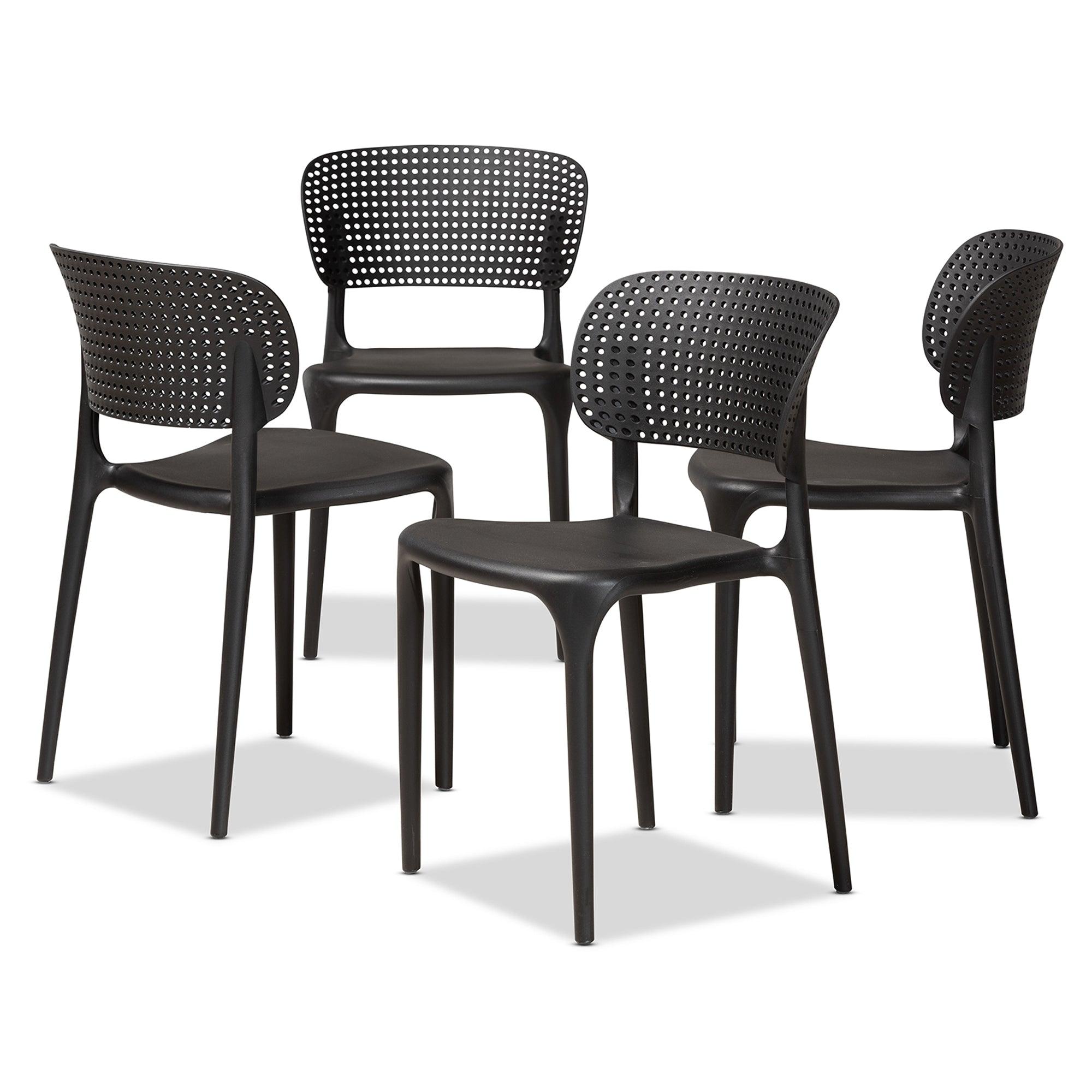 Rae Modern and Contemporary Finished Polypropylene Plastic 4-Piece Stackable Dining Chair Set