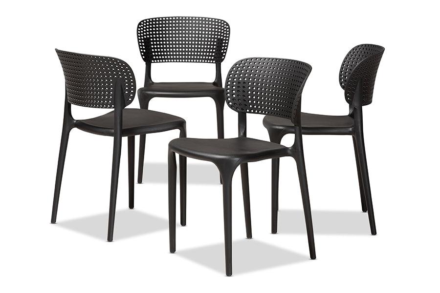 Rae Modern and Contemporary Finished Polypropylene Plastic 4-Piece Stackable Dining Chair Set