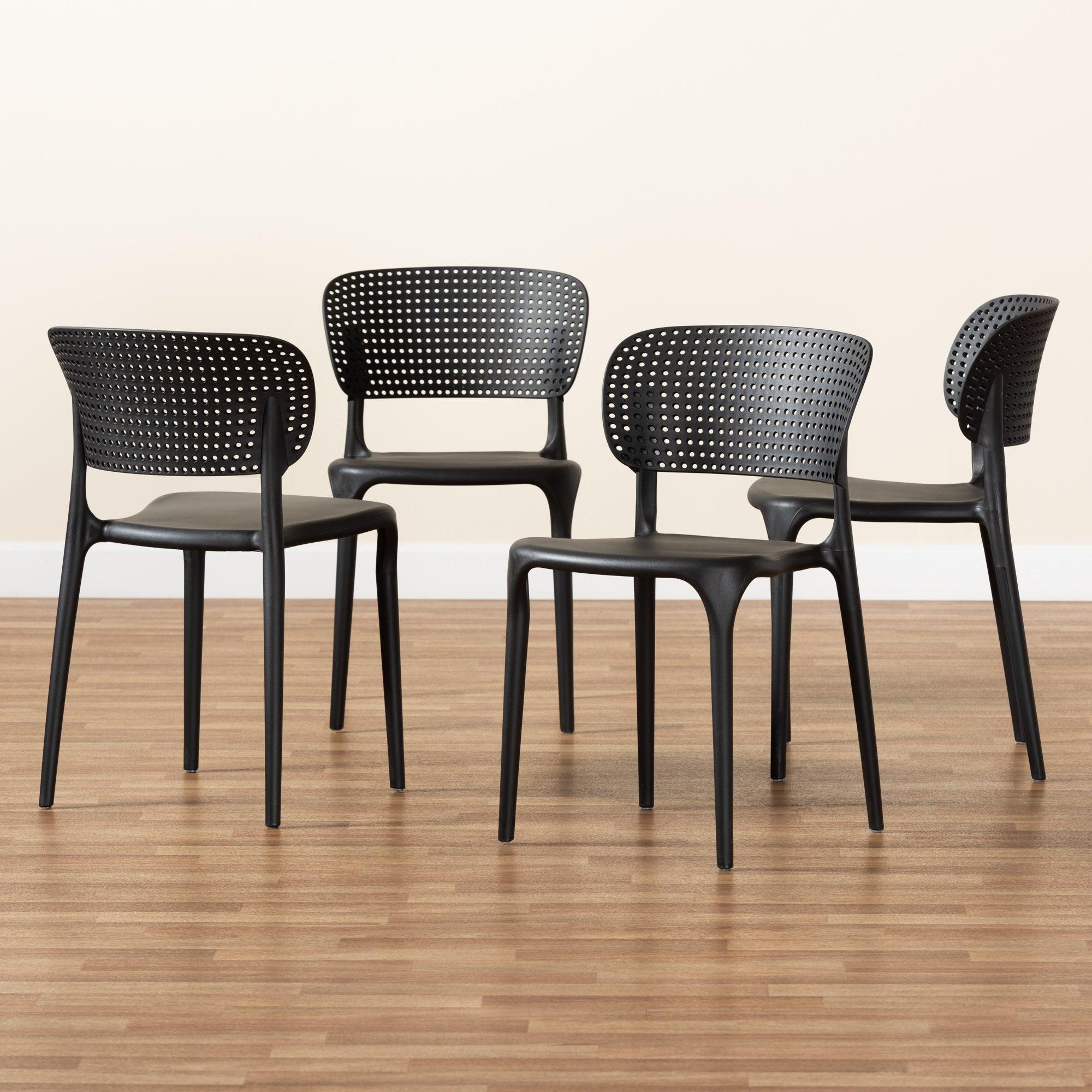 Rae Modern and Contemporary Finished Polypropylene Plastic 4-Piece Stackable Dining Chair Set