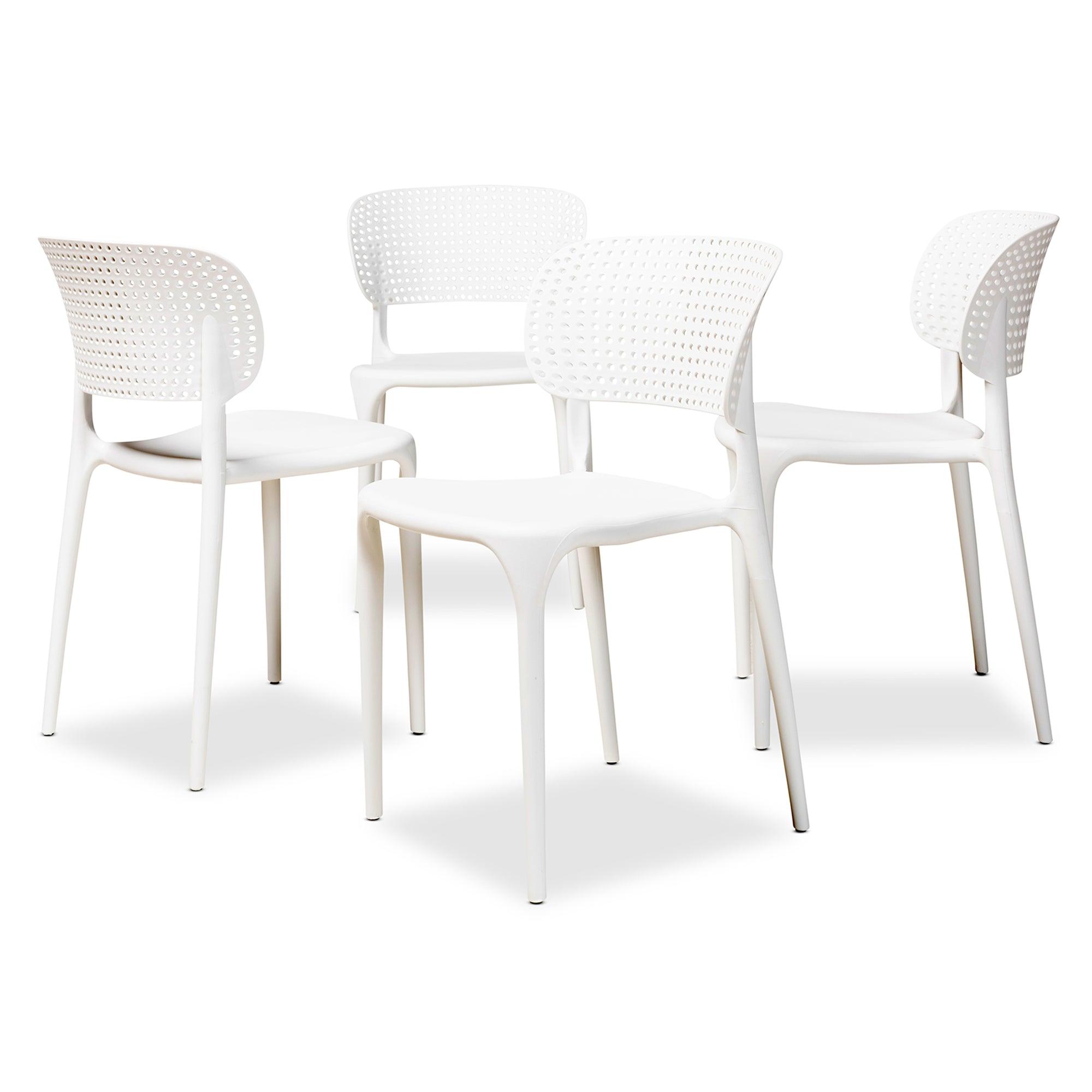 Rae Modern and Contemporary Finished Polypropylene Plastic 4-Piece Stackable Dining Chair Set