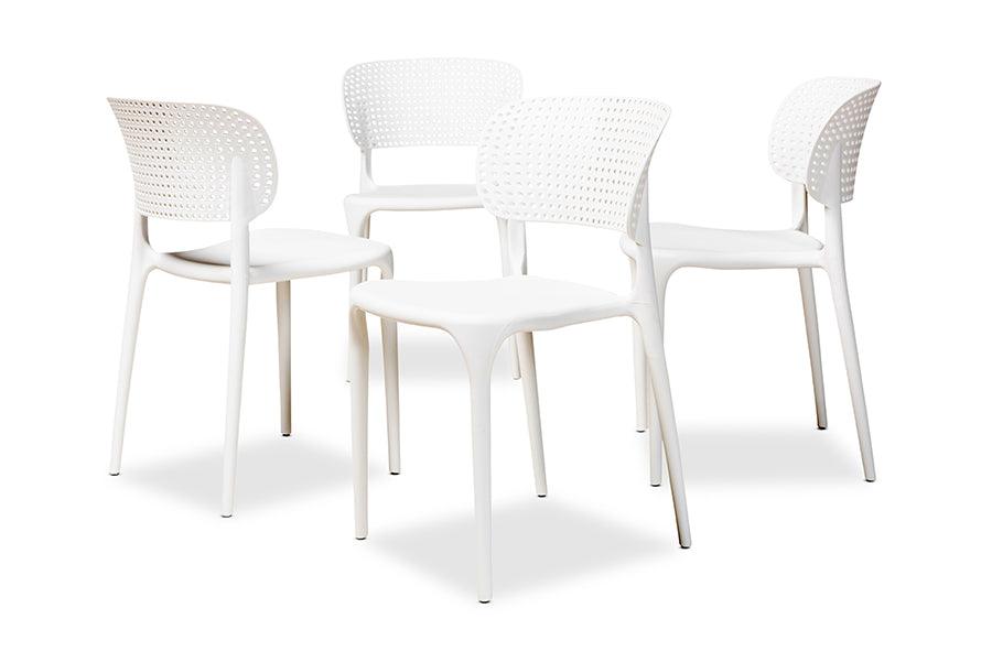 Rae Modern and Contemporary Finished Polypropylene Plastic 4-Piece Stackable Dining Chair Set