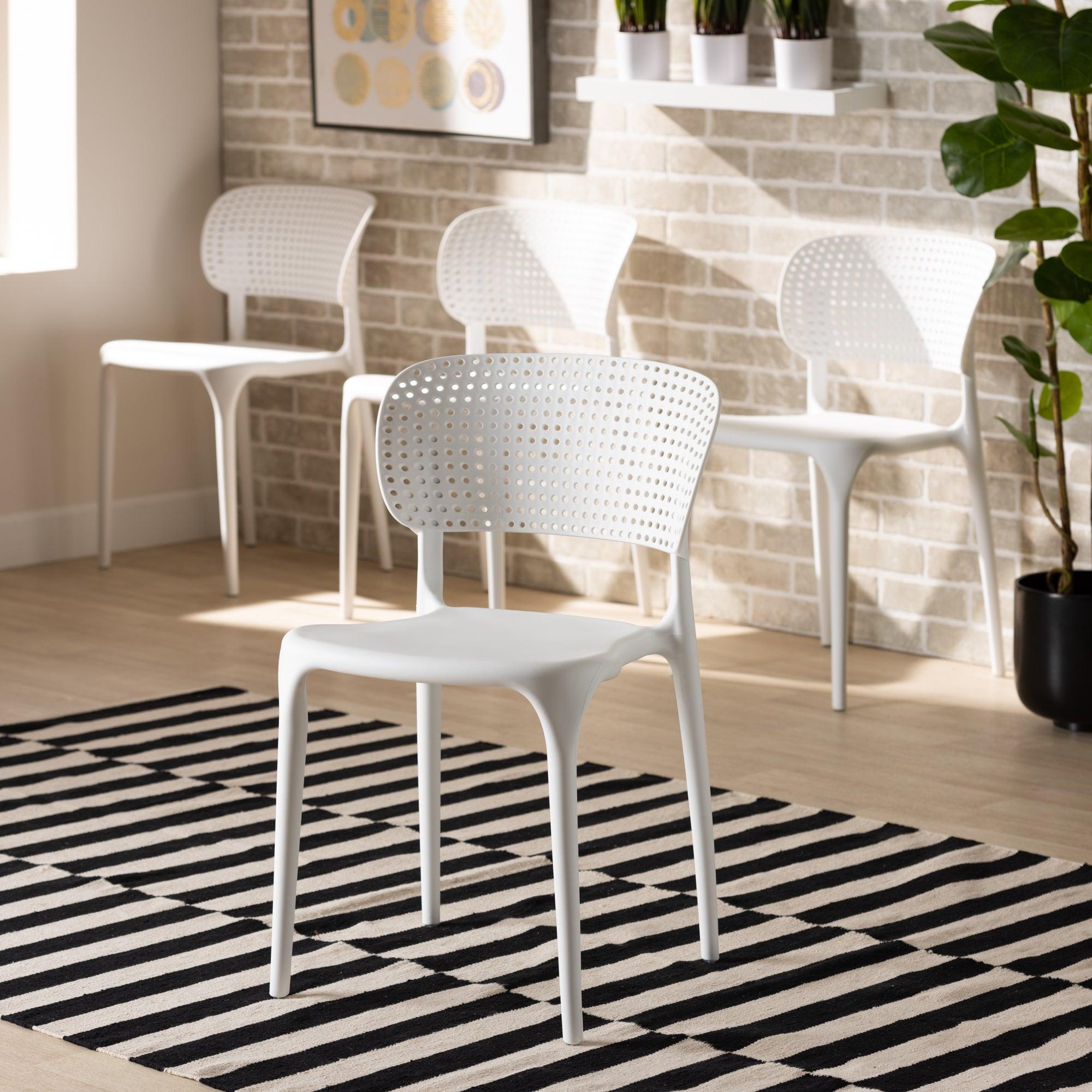 Rae Modern and Contemporary Finished Polypropylene Plastic 4-Piece Stackable Dining Chair Set