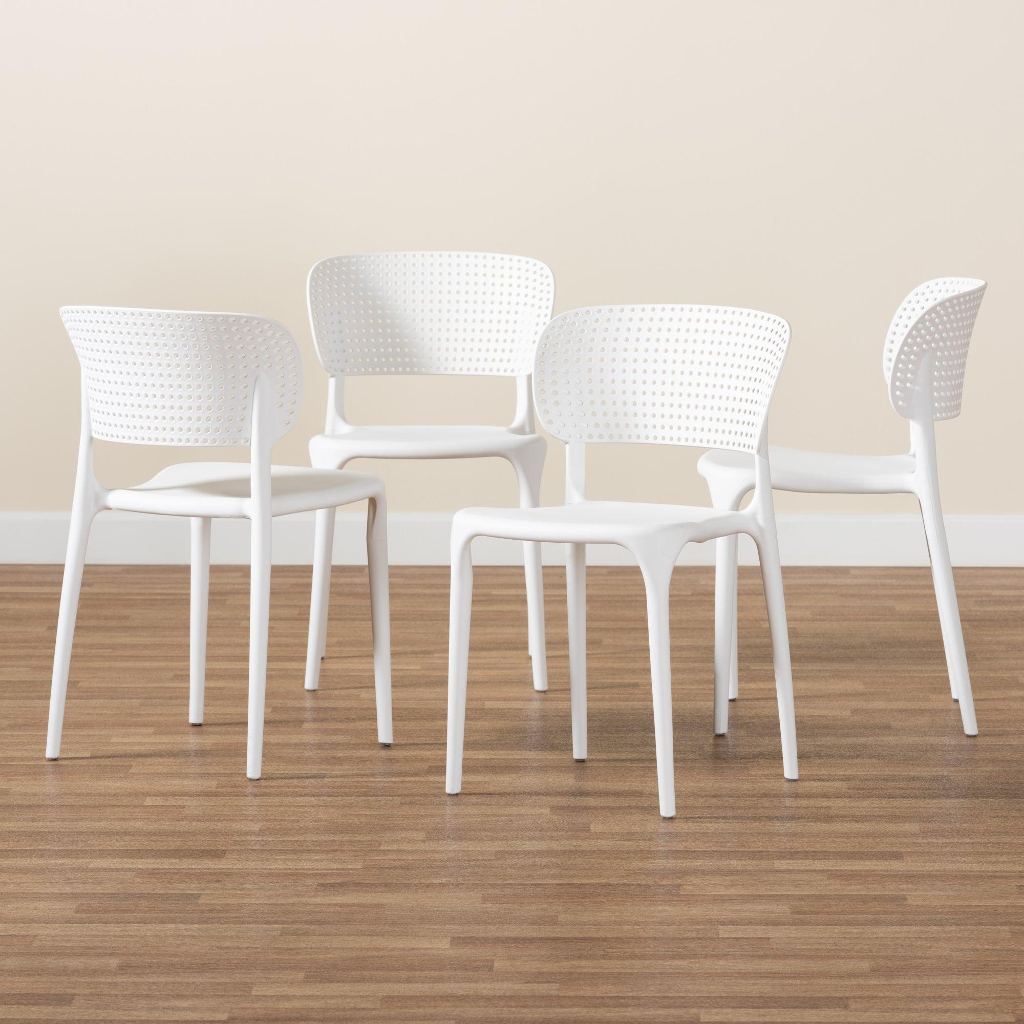 Rae Modern and Contemporary Finished Polypropylene Plastic 4-Piece Stackable Dining Chair Set