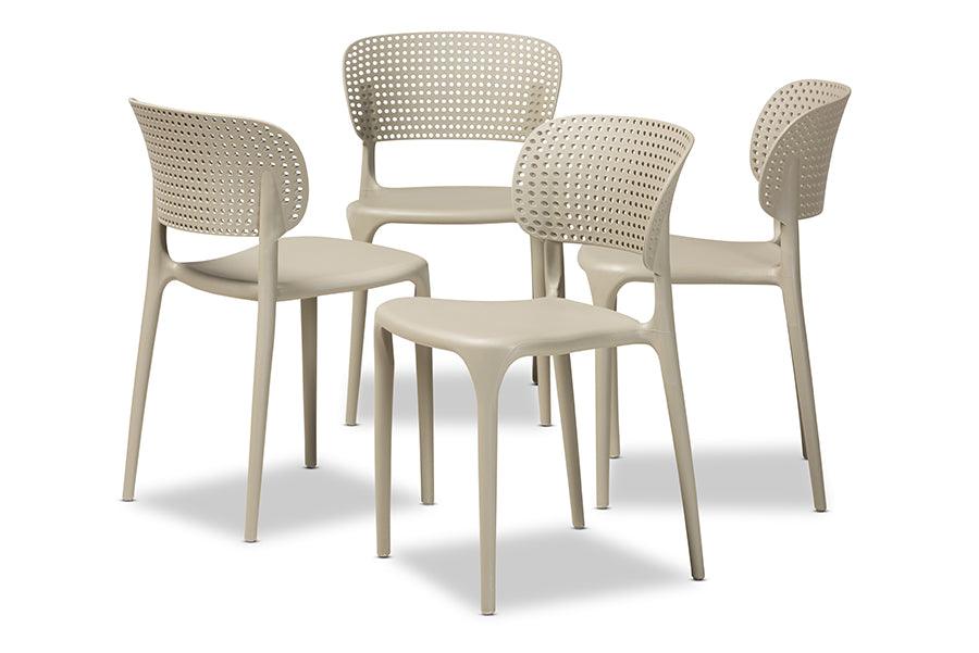 Rae Modern and Contemporary Finished Polypropylene Plastic 4-Piece Stackable Dining Chair Set