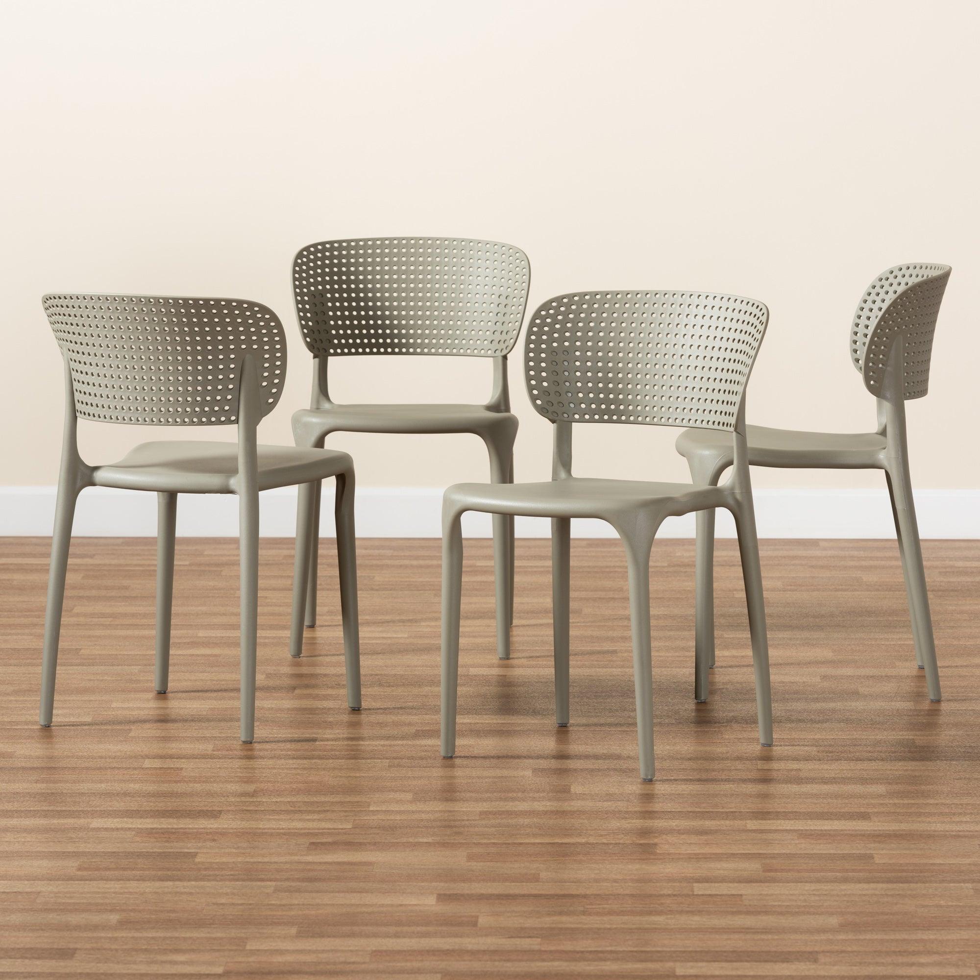 Rae Modern and Contemporary Finished Polypropylene Plastic 4-Piece Stackable Dining Chair Set