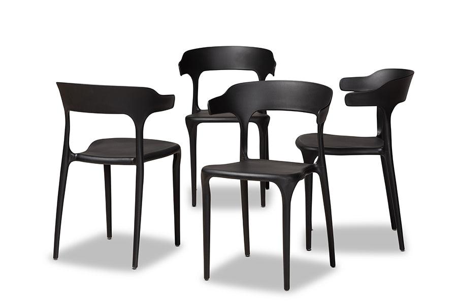 Gould Modern Transtional Plastic 4-Piece Dining Chair Set