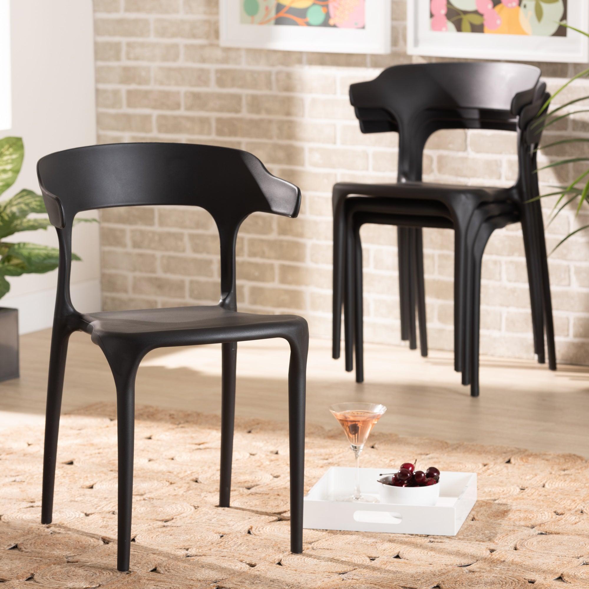 Gould Modern Transtional Plastic 4-Piece Dining Chair Set