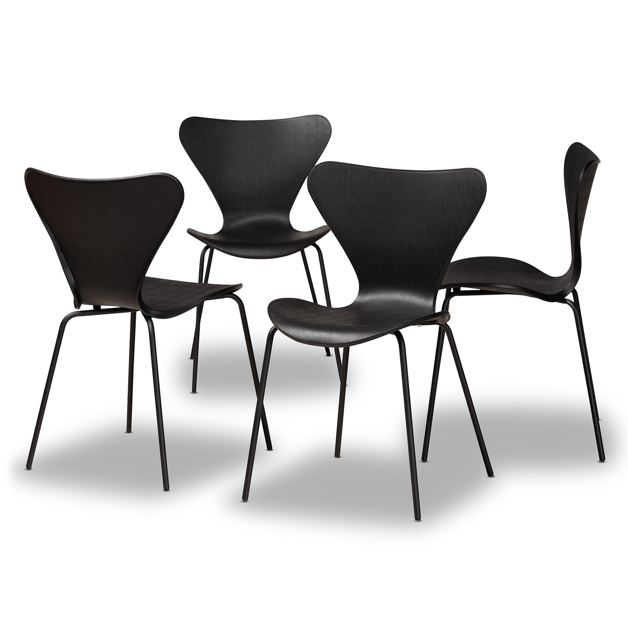 Jaden Modern and Contemporary Plastic and Metal 4-Piece Dining Chair Set