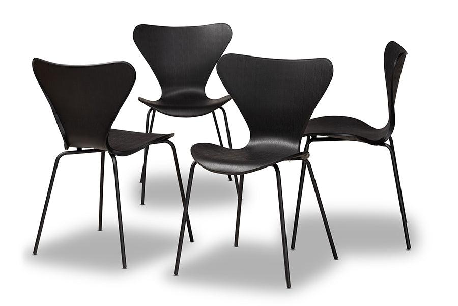 Jaden Modern and Contemporary Plastic and Metal 4-Piece Dining Chair Set